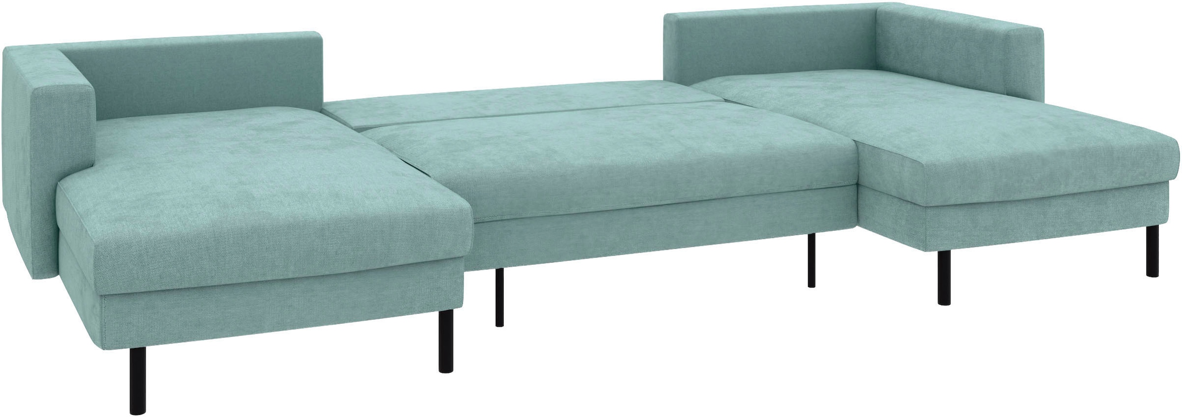 TRENDMANUFAKTUR Wohnlandschaft »Amazing II, wahlw. mit Schlaffunktion & Bettkasten, Fuß schwarz« Sofa in U-Form, in Cord, Struktur LEO o. Struktur LINO, Breite 305 cm
