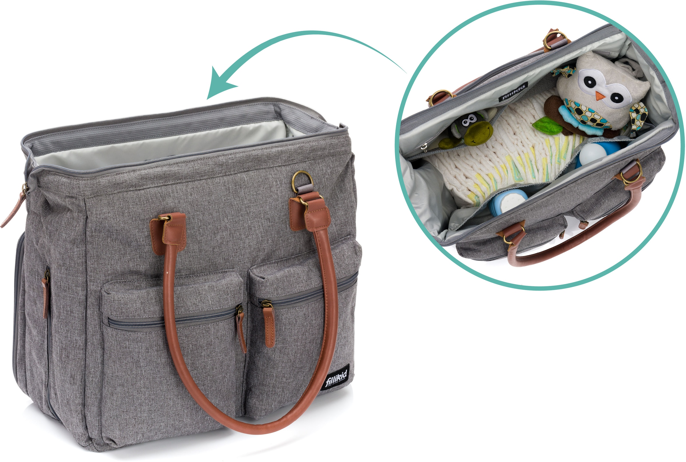 Fillikid Wickeltasche »Oxford, grau melange«, mit Wickelunterlage
