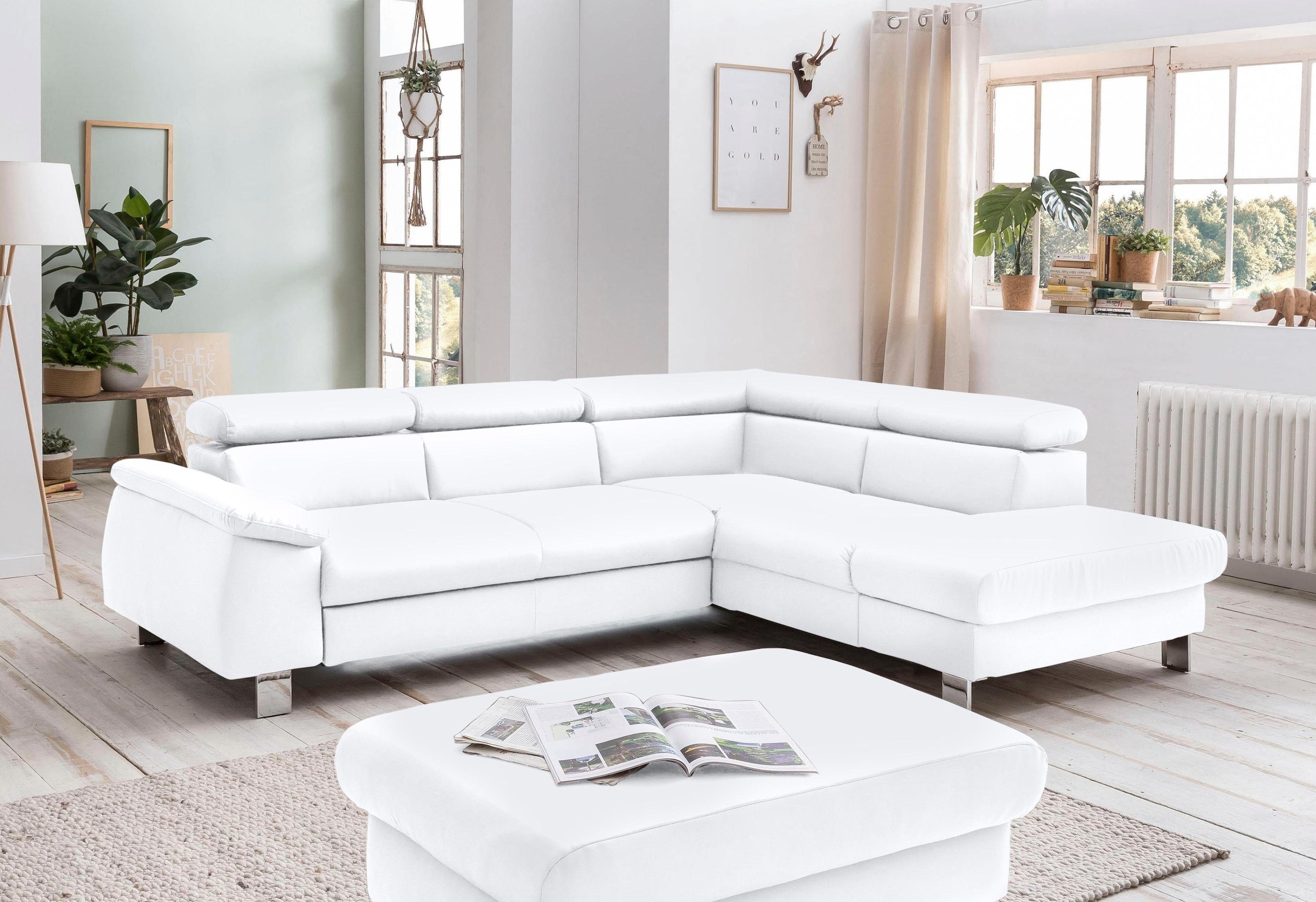 COTTA Ecksofa "Komaris L-Form, B: 249 cm" mit Kopfteilverstellung, optional günstig online kaufen