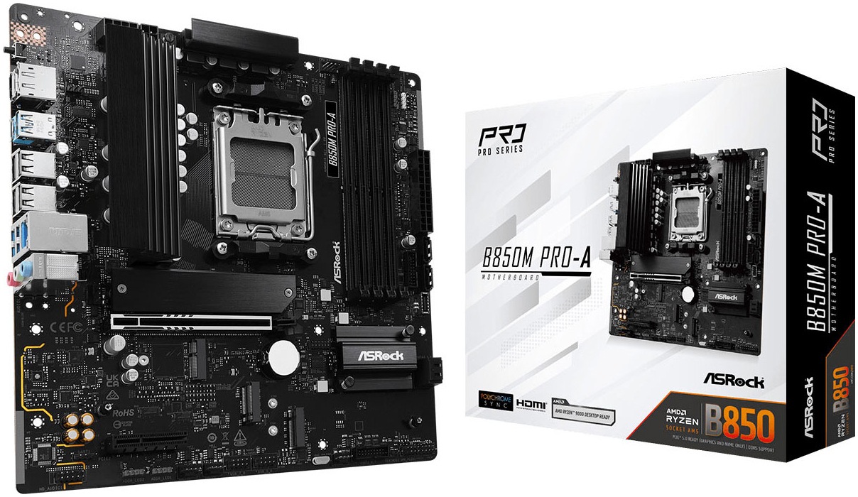 ASROCK Mainboard "B850M Pro-A", schwarz, B:5,8cm H:29,8cm T:26,5cm, Mainboards - Einheitsgröße