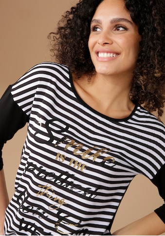 Aniston SELECTED Rundhalsshirt, mit teilweise gold glänzendem Statement-Spruch - NEUE... kaufen