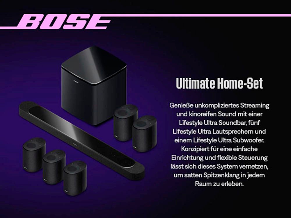 Bose Smart Speaker »Set: 2 x Lifestyle Ultra« Stereo (A2DP Bluetooth | Bluetooth | WLAN App-Steuerung | Equalizer | Mikrofon | Mikrofon-Stummschaltung | Multiroom | Sprachsteuerung )