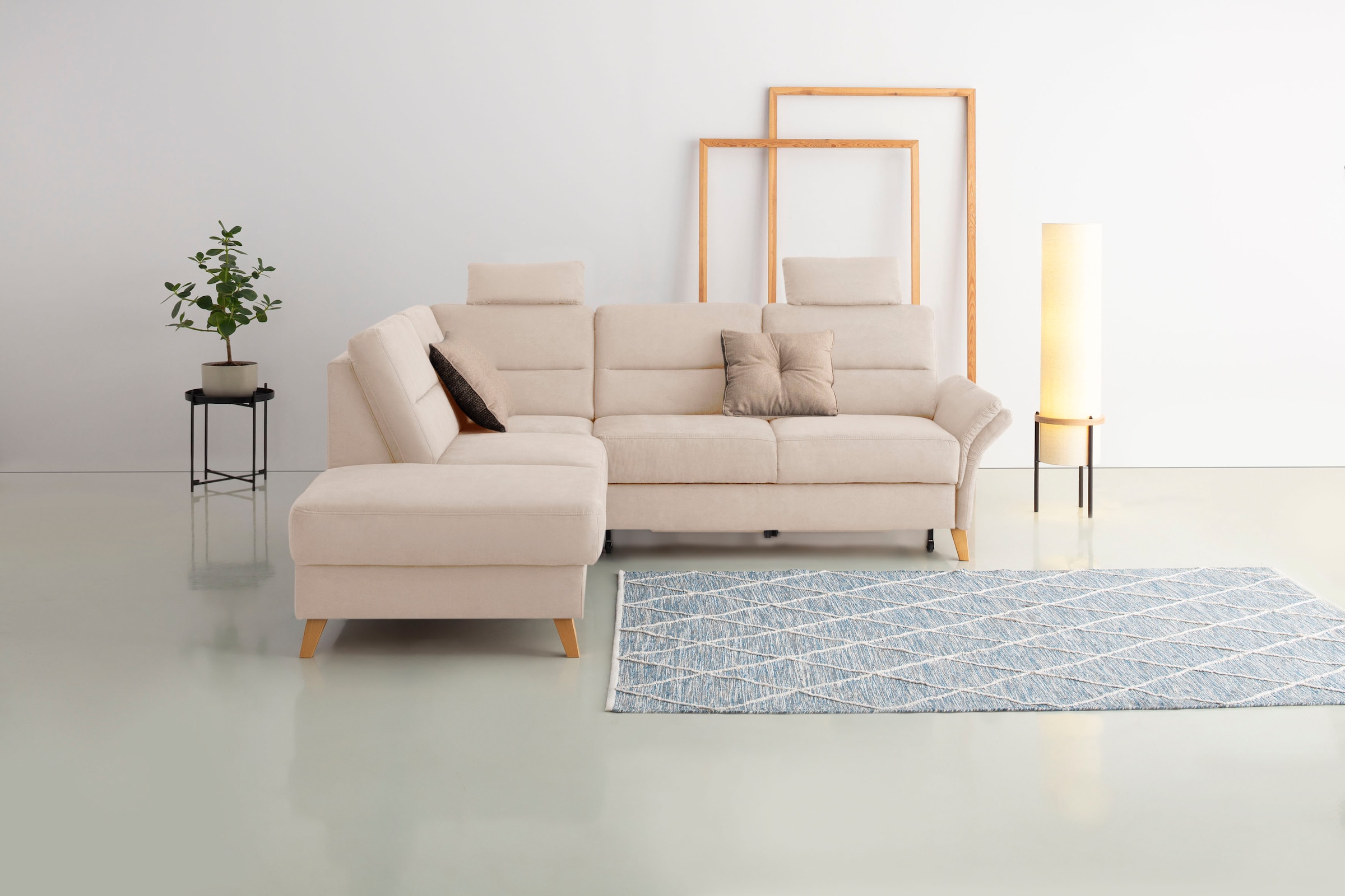 OTTO home Ecksofa "Westerland L-Form" Federkern-Polsterung, wahlweise mit Schlaffunktion, Bettkasten