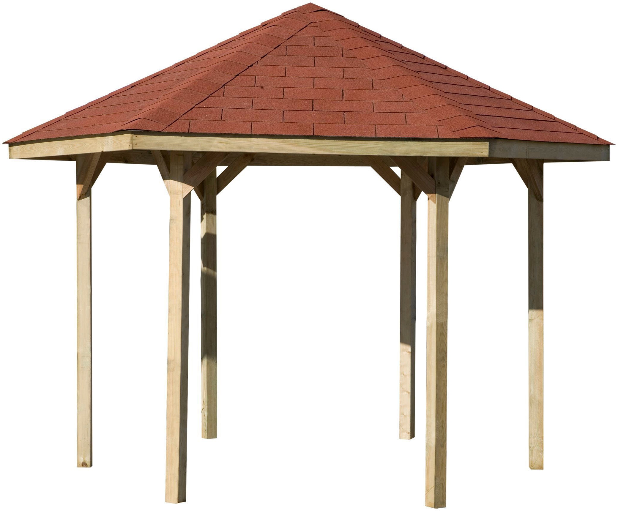 weka Pavillon »656 Gr.1, inkl. roten Dachschindeln«, 19 mm Massivholzdach