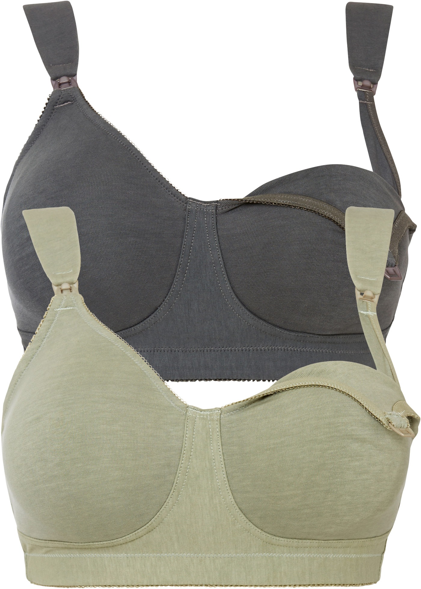 Bonprix Nice Size Nursing Bra Cotton Green/Grey 2-Pack
