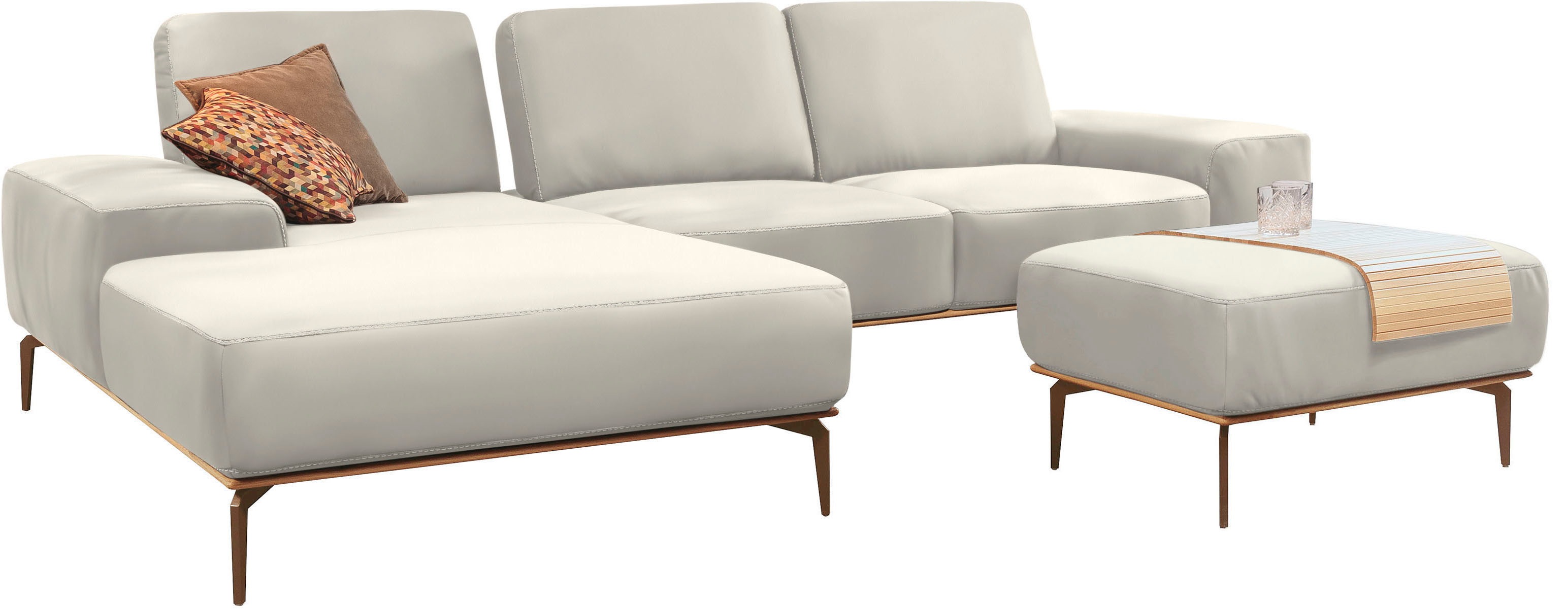 Thumbnail - W.SCHILLIG Polsterhocker "run" mit Holzsockel, Füße in Bronze pulverbeschichtet, Breite 75 cm