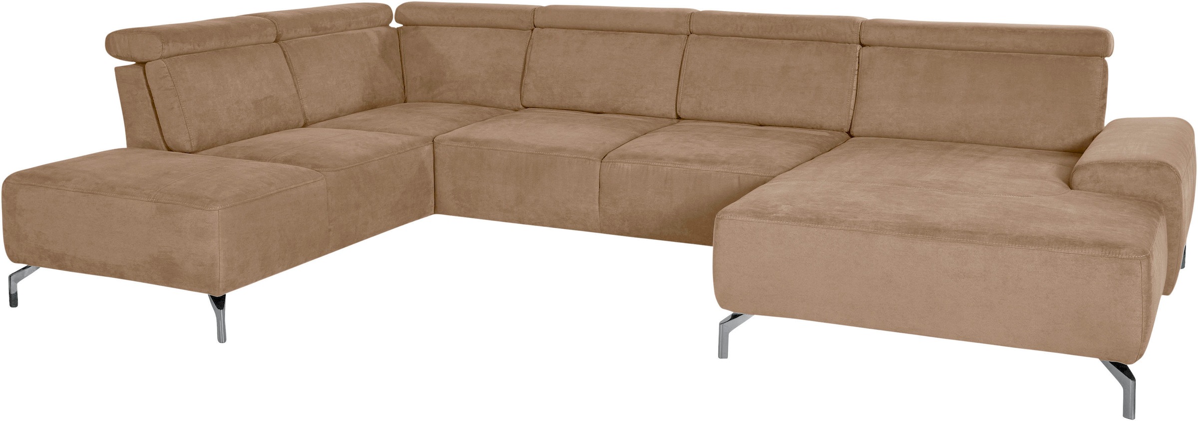 sit&more Wohnlandschaft »Gizeh U-Form«, 15 cm Fußhöhe, inklusive Sitztiefenverstellung und Kopfteilverstellung
