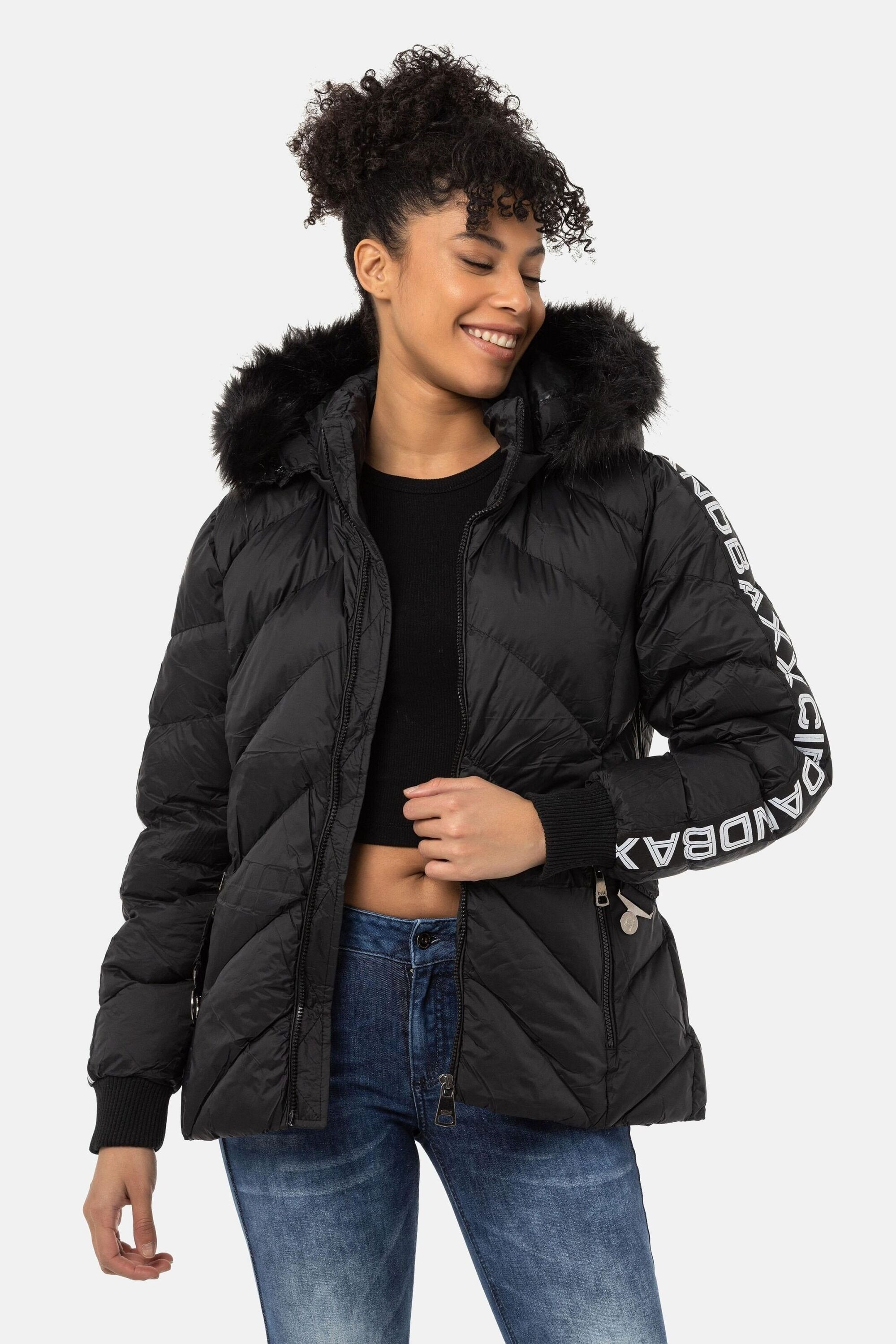 Cipo & Baxx Winterjacke »Jacken«, mit Kapuze, mit Gürtel, WM133