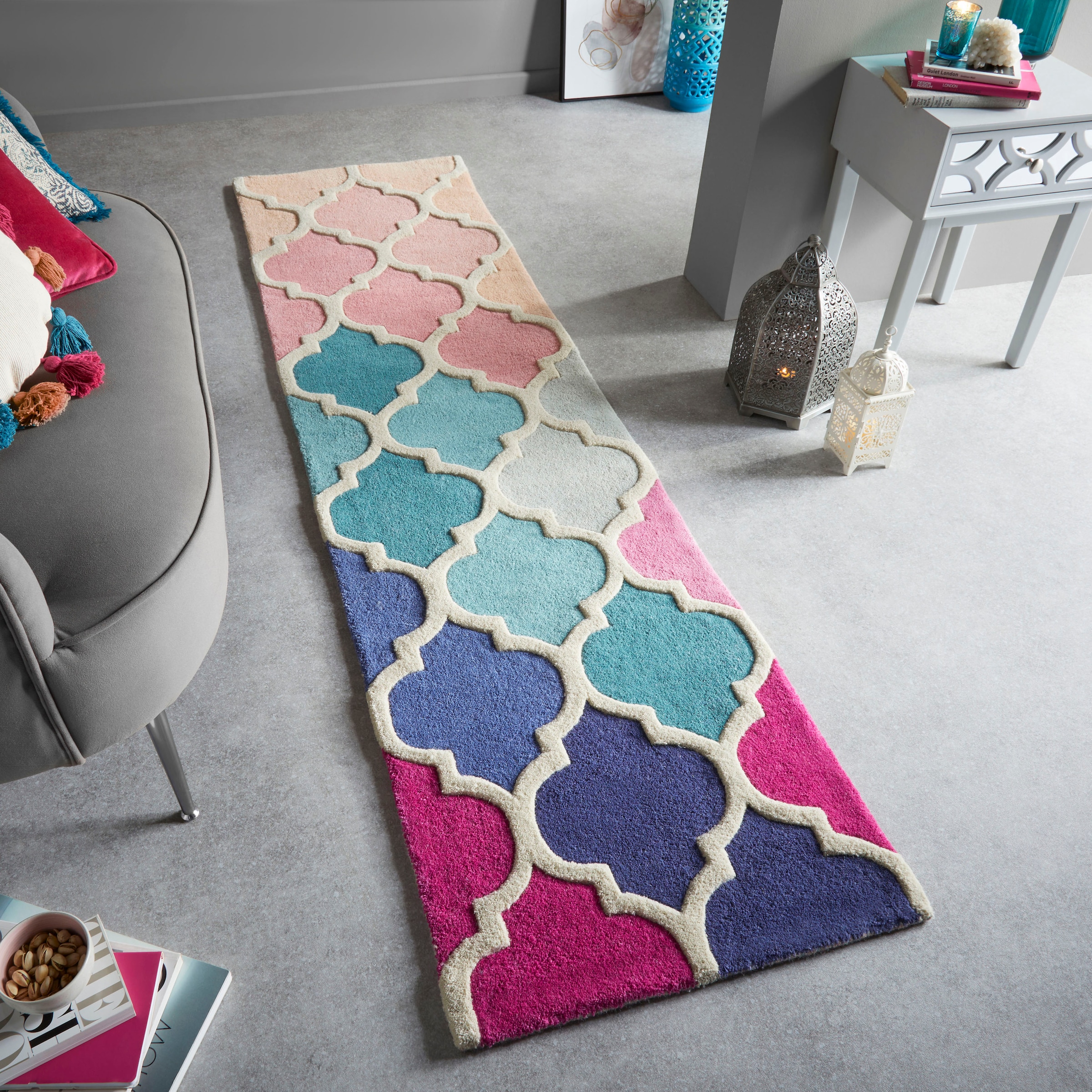 FLAIR RUGS Läufer »Rosella«, Wolle, mit BAUR | rechteckig, Hoch-Tief-Effekt, mehrfarbig, 100% Teppichläufer Ornamente