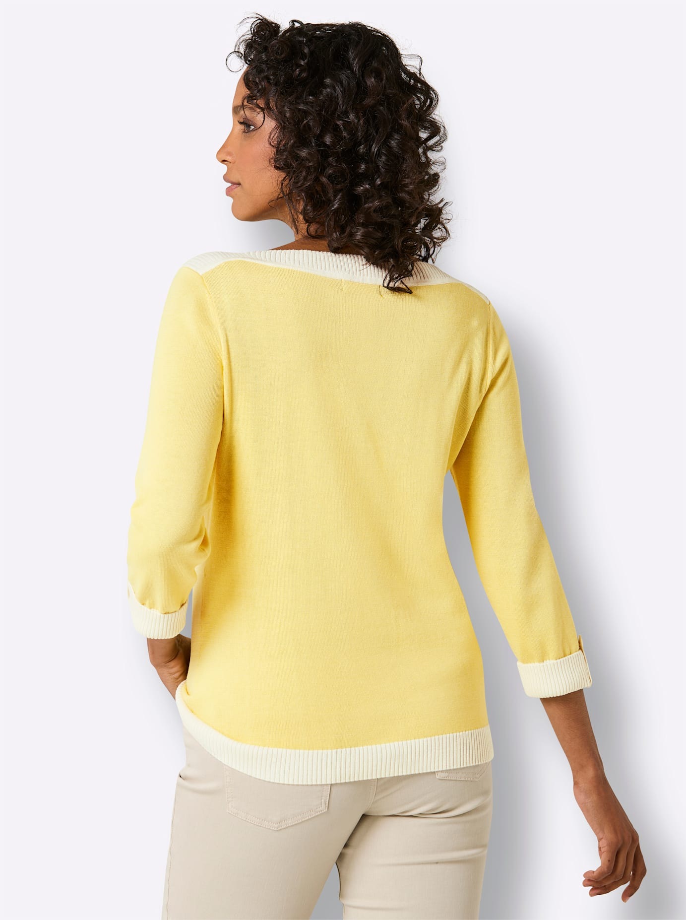 3/4 Arm-Pullover CREATION L PREMIUM "Seiden-Baumwoll-Pullover", Damen, Gr. 38, zitrone, 55% Seide, 45% Baumwolle, unifarben, Pullover 2