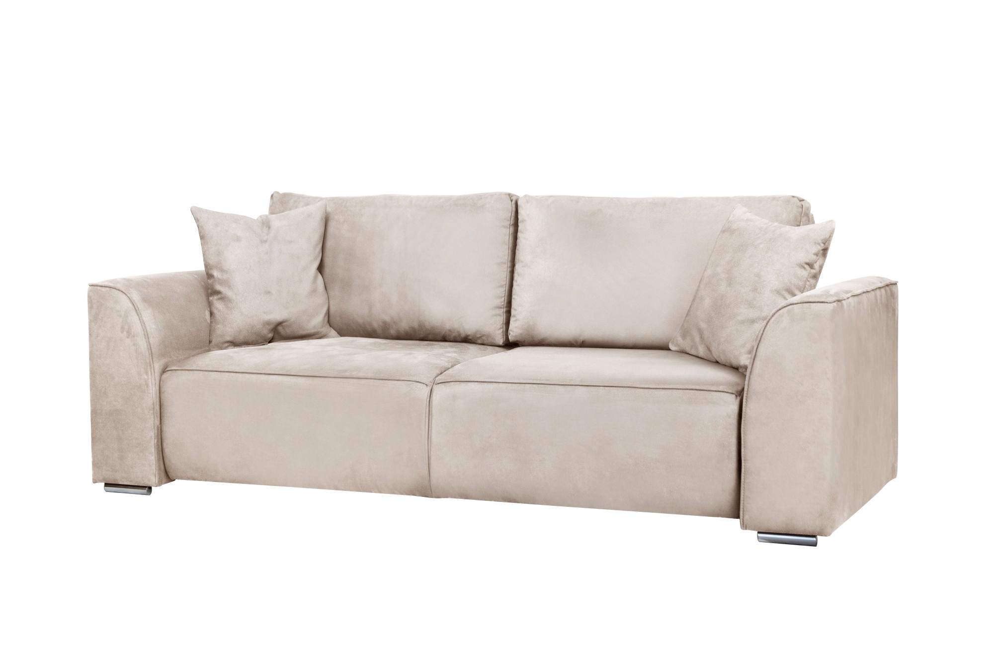 2-Sitzer INOSIGN "BEATRICE, erhältlich in trendigen Stoffoptionen, B/T/H: 143/73/92 cm", beige (creme), B:195cm H:92cm T:107cm, 100% Polyester, Sofas, In hochwertiger Verarbeitung, incl. 2 großen Zierkissen in Korpusfarbe 9