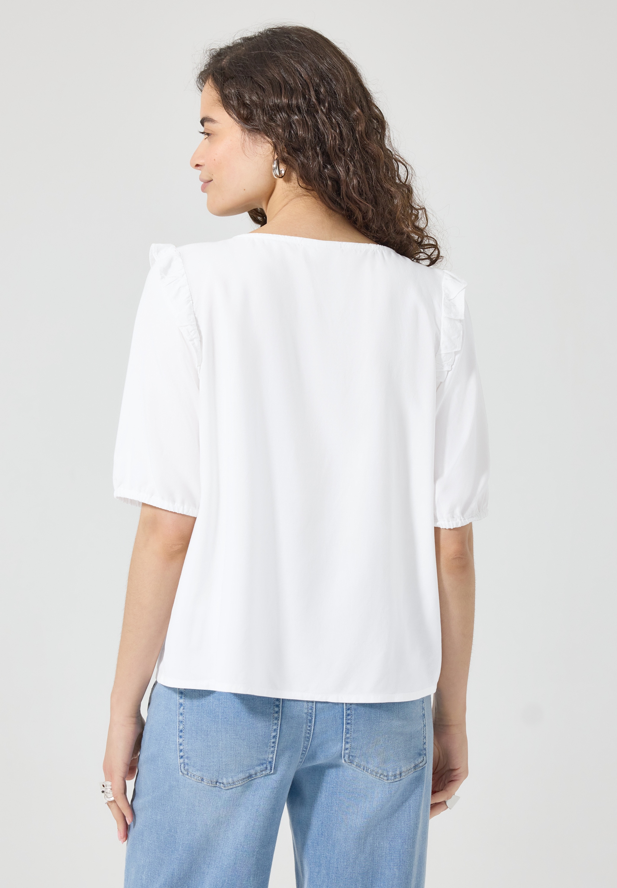 STREET ONE STUDIO Kurzarmbluse mit Cut-Out Detail