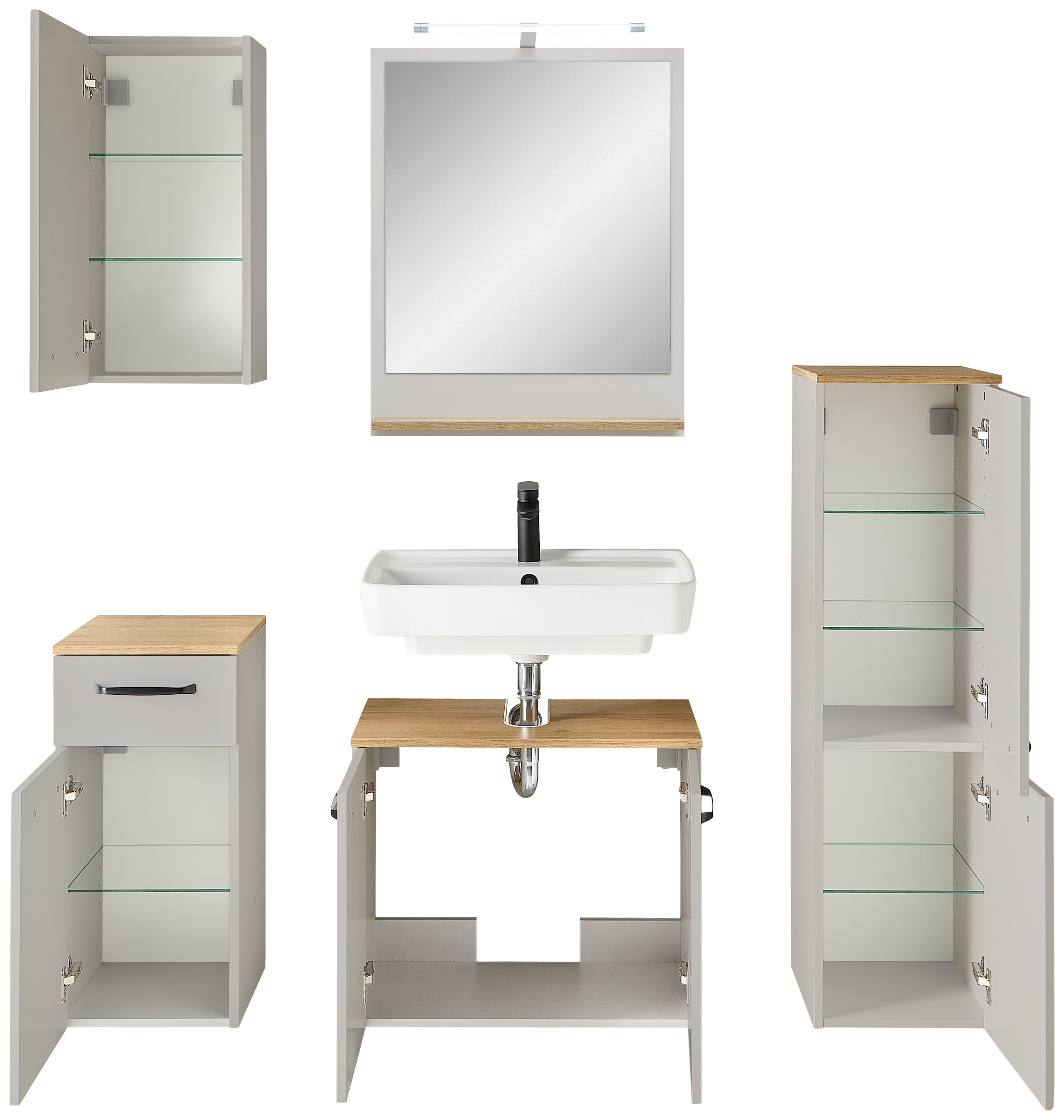 Thumbnail - Saphir Badmöbel-Set "Quickset 500, Waschbeckenunterschrank mit Spiegel" 6 Stk. tlg.