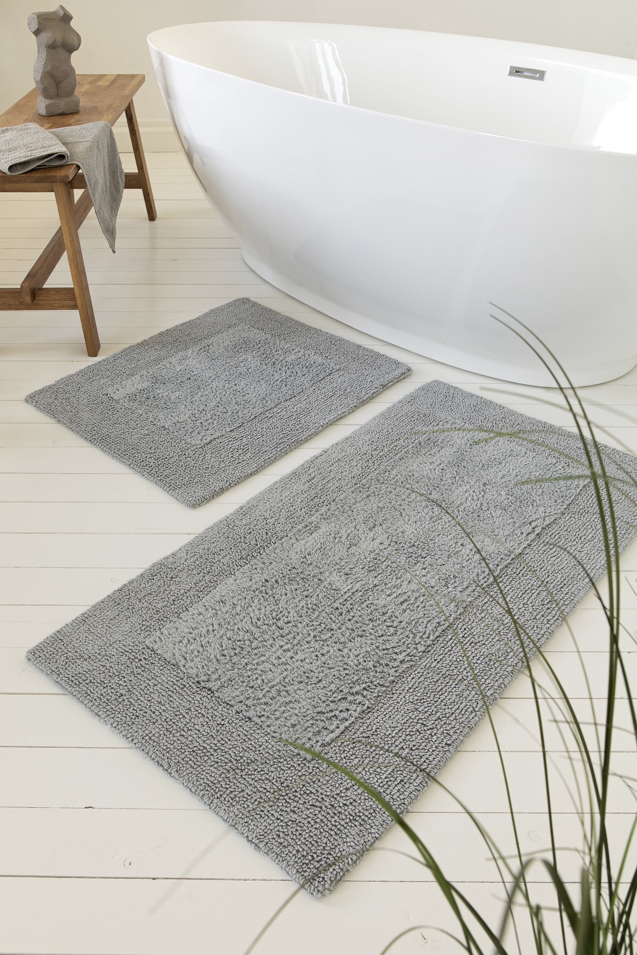 Wecon home Basics Badematte "Finn" Höhe 15 mm beidseitig nutzbar waschbar, robust, saugfähig, pflegeleicht, Baumwolle, Hoch-Tief-Effekt