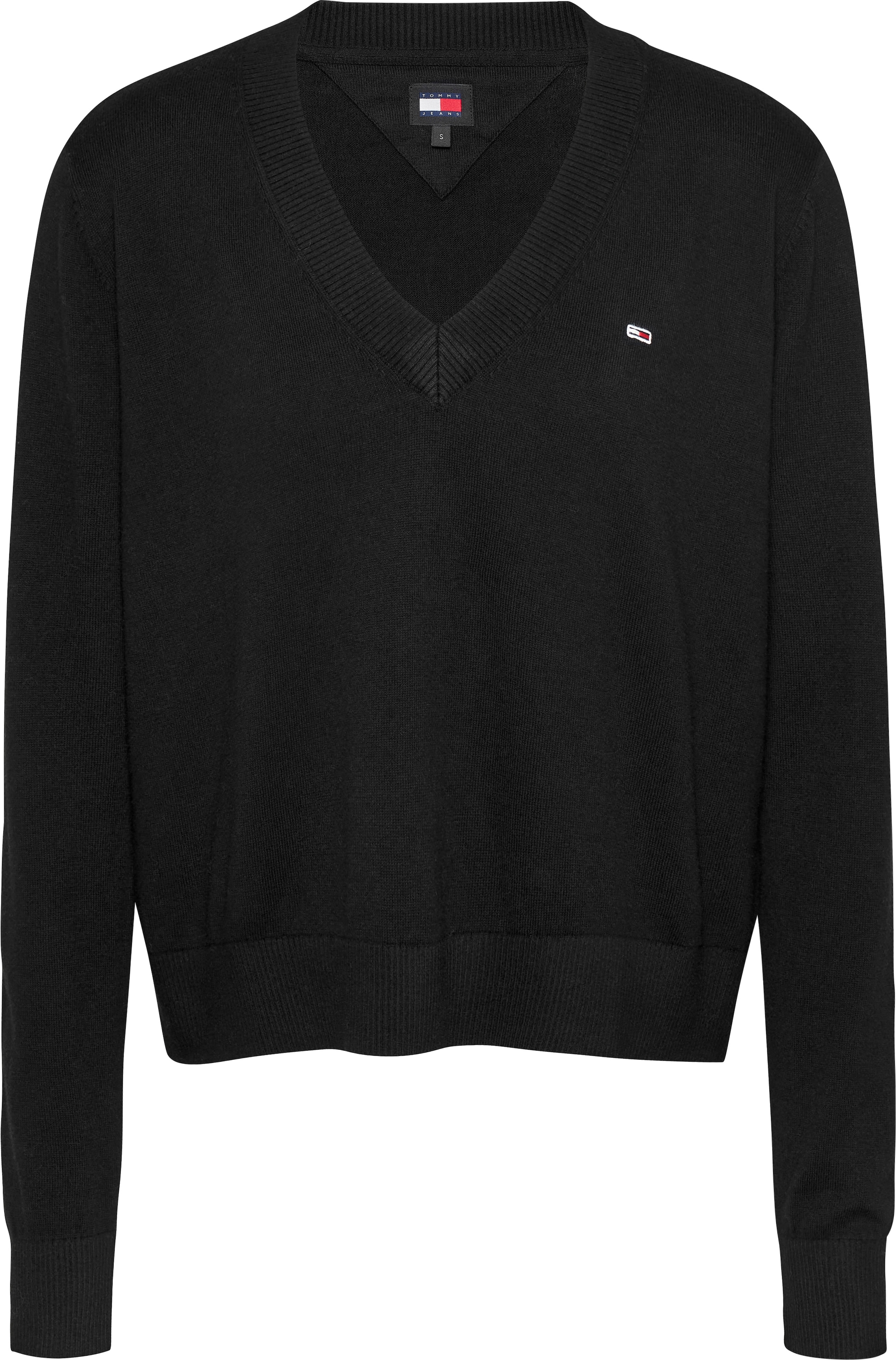 Tommy Jeans Strickpullover TJW ESSENTIAL VNECK SWEATER EXT mit Logostickere günstig online kaufen