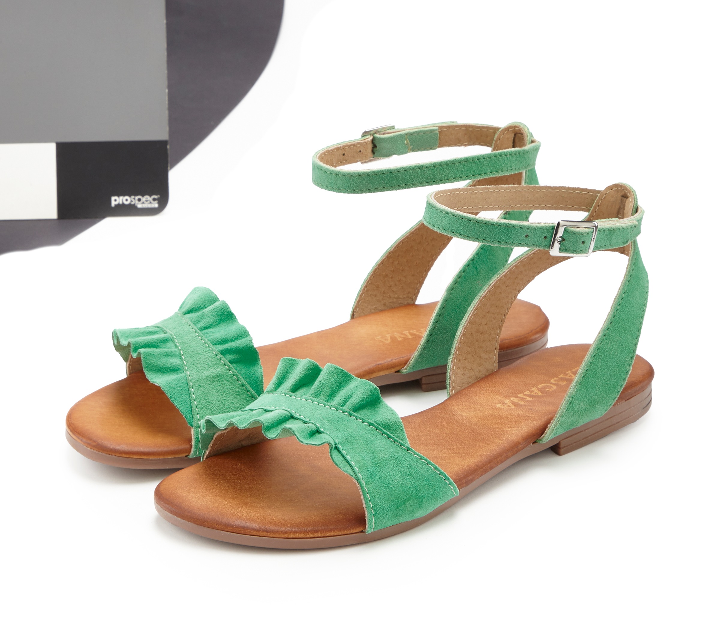 LASCANA Sandale »Sommerschuh«, Sandalette, Sommerschuh aus hochwertigem Leder mit kleinen Rüschen