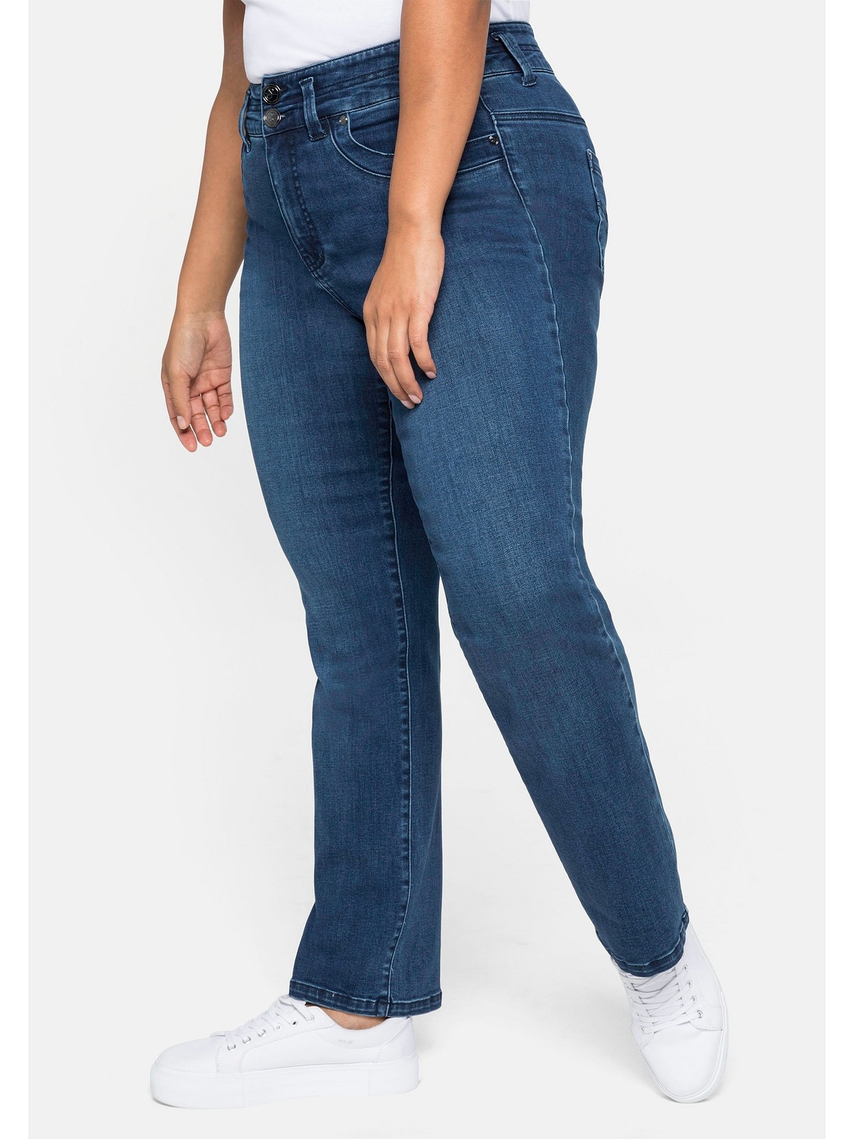 Sheego Gerade Jeans »Große Größen«, MANUELA für eine schmale Taille und kräftige  Oberschenkel online kaufen | BAUR | Straight-Fit Jeans