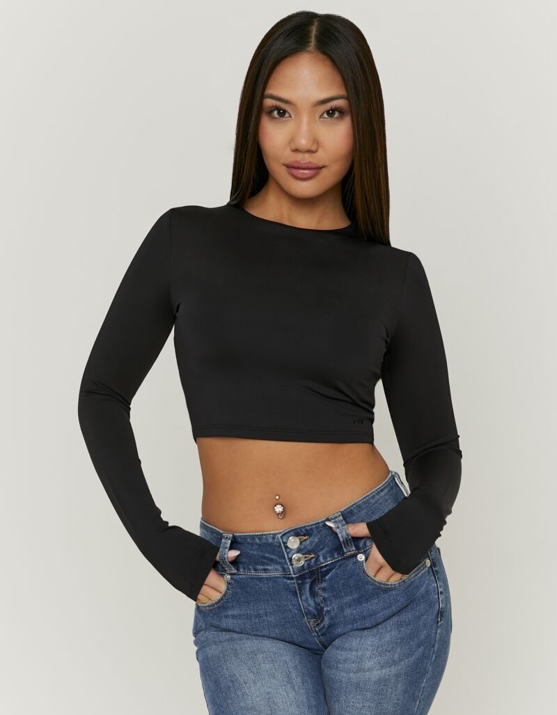 Tally Weijl Langarmshirt "STSPAPRETTY2" Materialmix, Basic Shirt, bauchfrei günstig online kaufen