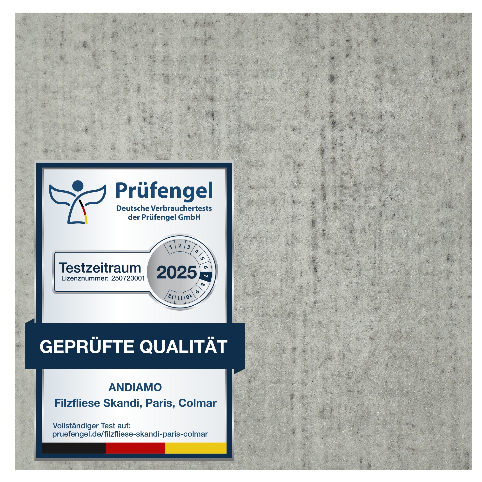 Andiamo Teppichfliese "Paris Nadelfilz, Gesamthöhe 4 mm" quadratisch 40x40 cm, selbstklebend, robust & strapazierfähig, 25 Stück (4 qm)