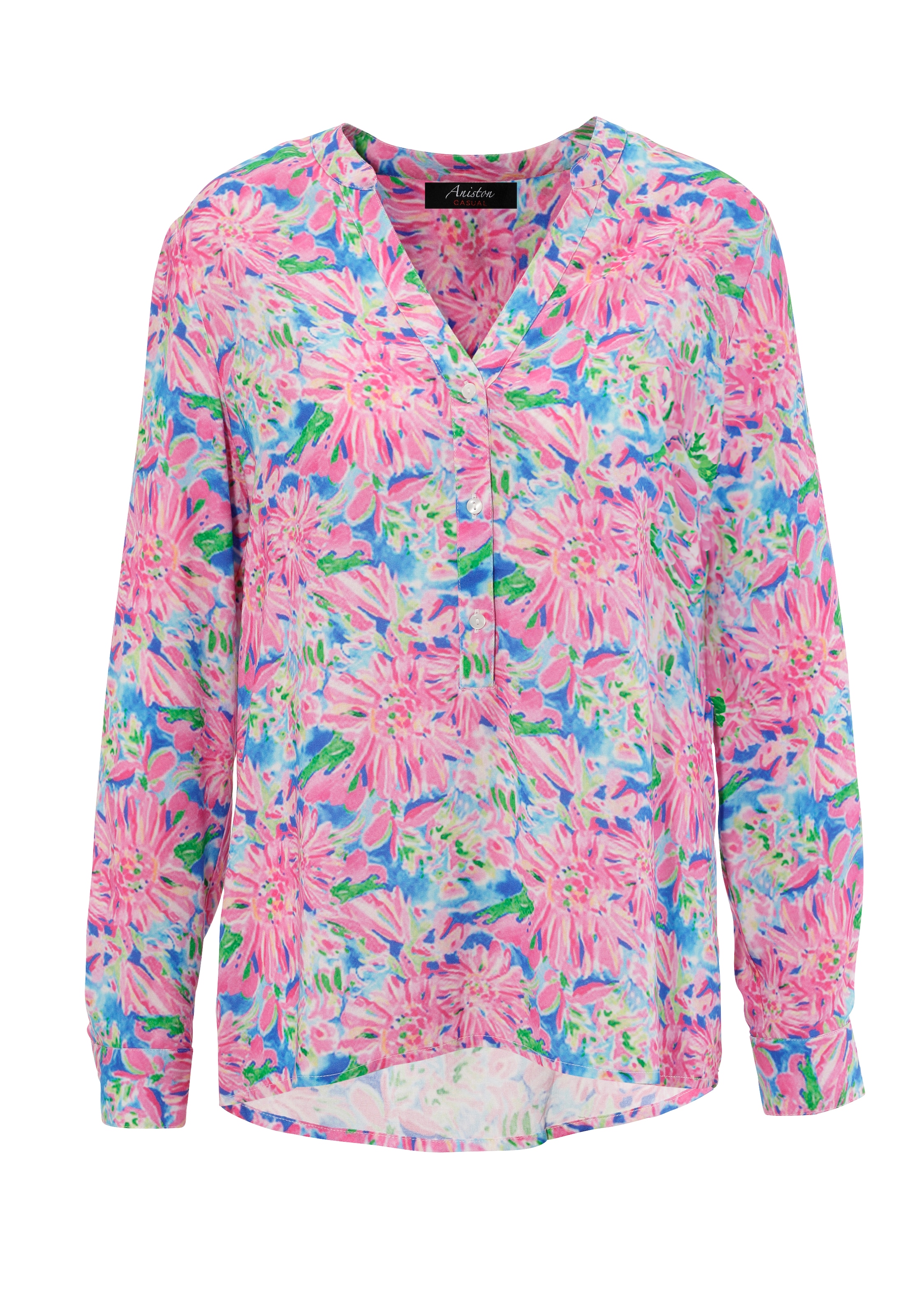 Aniston CASUAL Schlupfbluse, mit farbenfrohem, malerischen Blumendruck - NEUE KOLLEKTION
