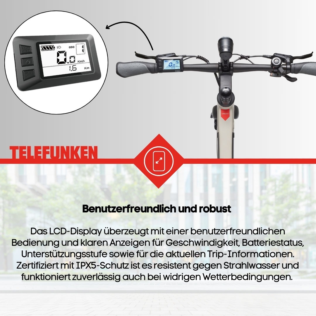 Telefunken E-Bike »UH210 Damen«, 7 Gang, Shimano, Heckmotor 250 W, (28 Zoll, Straßenzulassung, Drehmomentsensor), Pedelec, Elektrofahrrad für Damen, Urbanbike, Cityrad