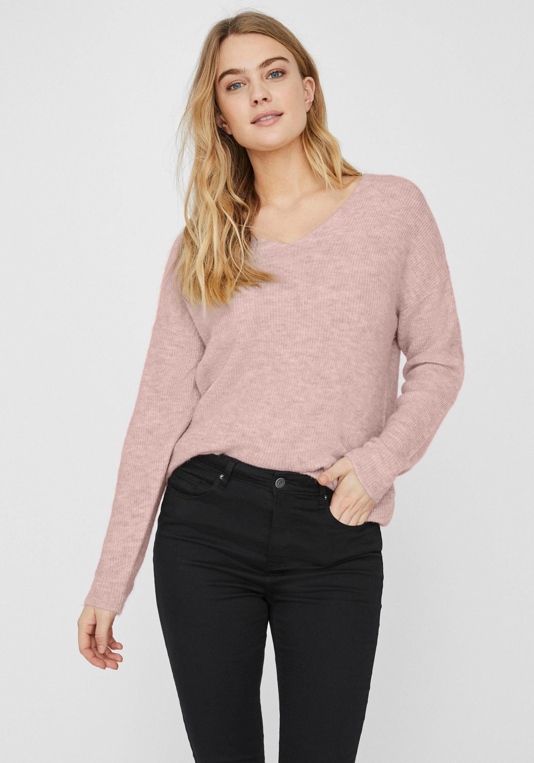 Vero Moda "VMCREWLEFILE LS V-NECK BLOUSE NOOS" günstig online kaufen