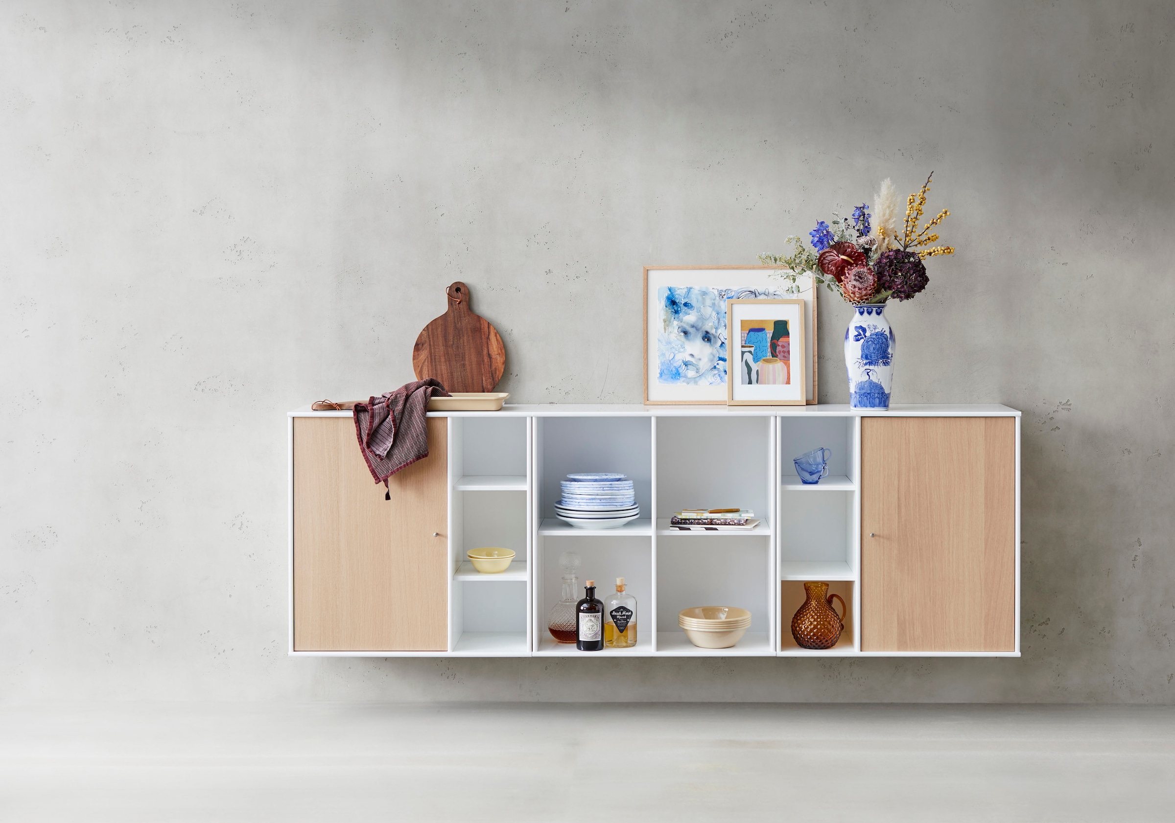 Hammel Furniture Sideboard »Mistral Kubus«, Kombination aus 3 Modulen, 2 Türen, Wandmontage/stehend, Breite: 207cm