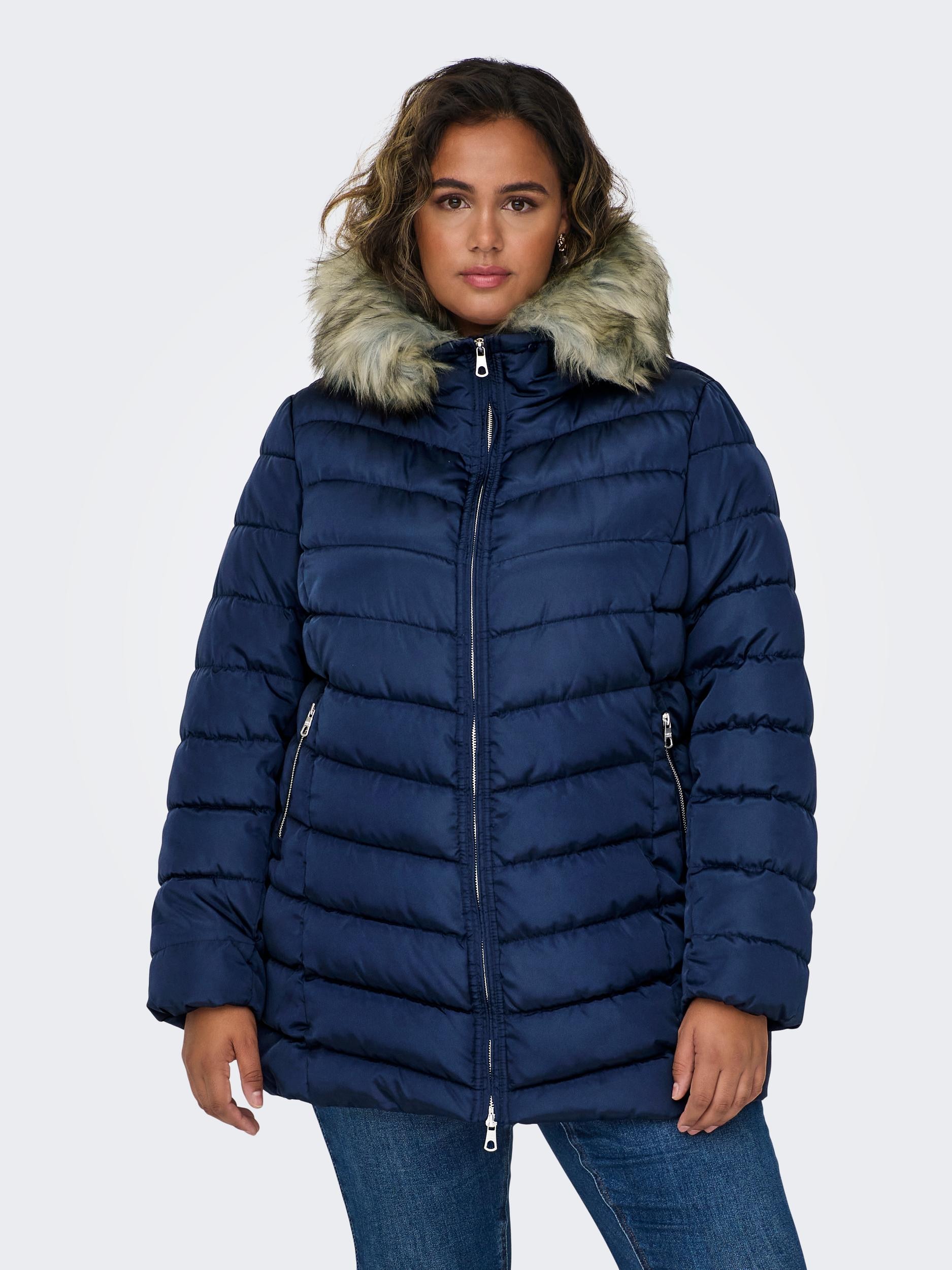 ONLY CARMAKOMA Steppjacke "CARNEWELLAN QUILTED HOOD FUR COAT OTW", mit Kapu günstig online kaufen