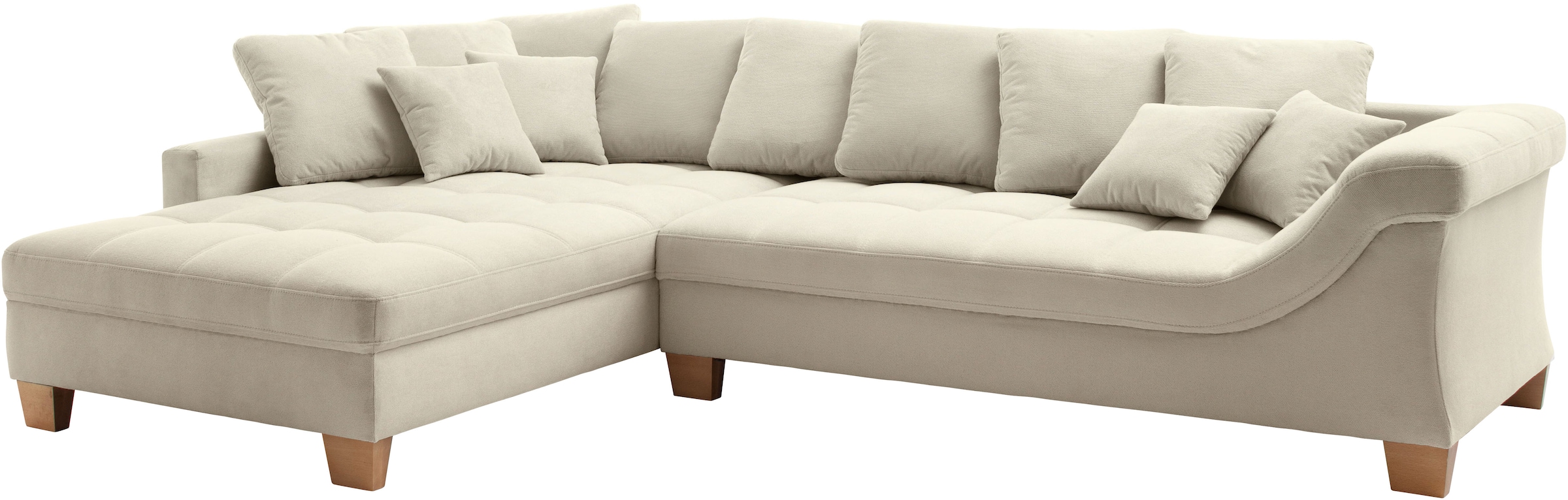 Mr. Couch Ecksofa »Bologna, L-Form, mit Holzfüßen«, wahlweise mit Kaltschaum