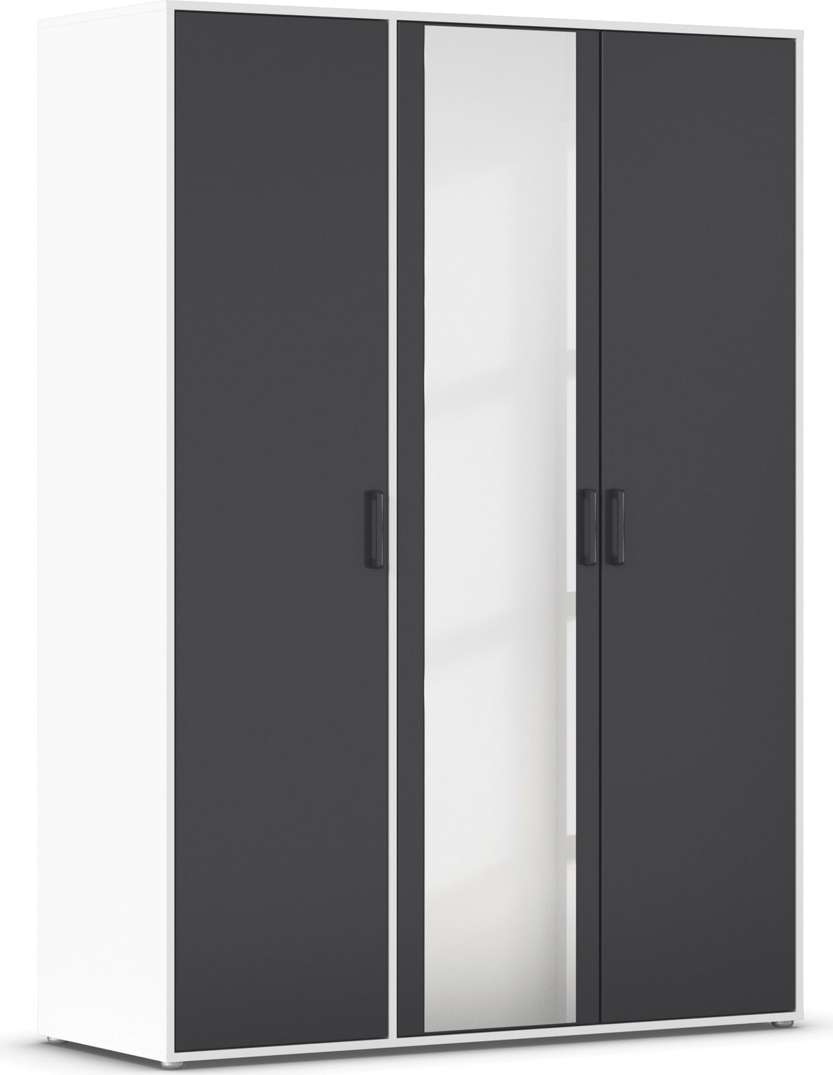 rauch "Kleiderschrank Schrank Garderobe Wäscheschrank VOYAGER" in 3 verschiedenen Ausstattungen BASIC/CLASSIC/PREMIUM, mit modernen Griffen in Graumetallic und Spiegel
