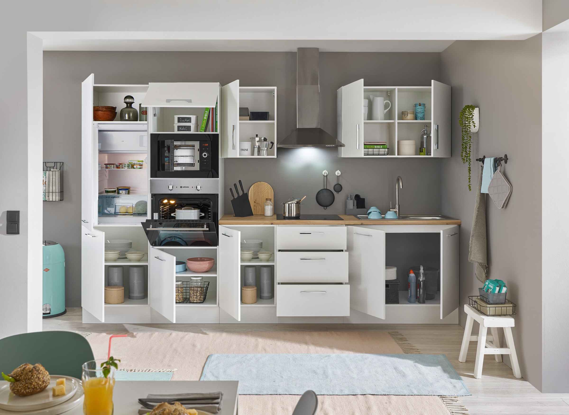 BASIC by Balculina Küchenzeile »Turin«, Breite 330 cm, wahlweise mit E-Geräten