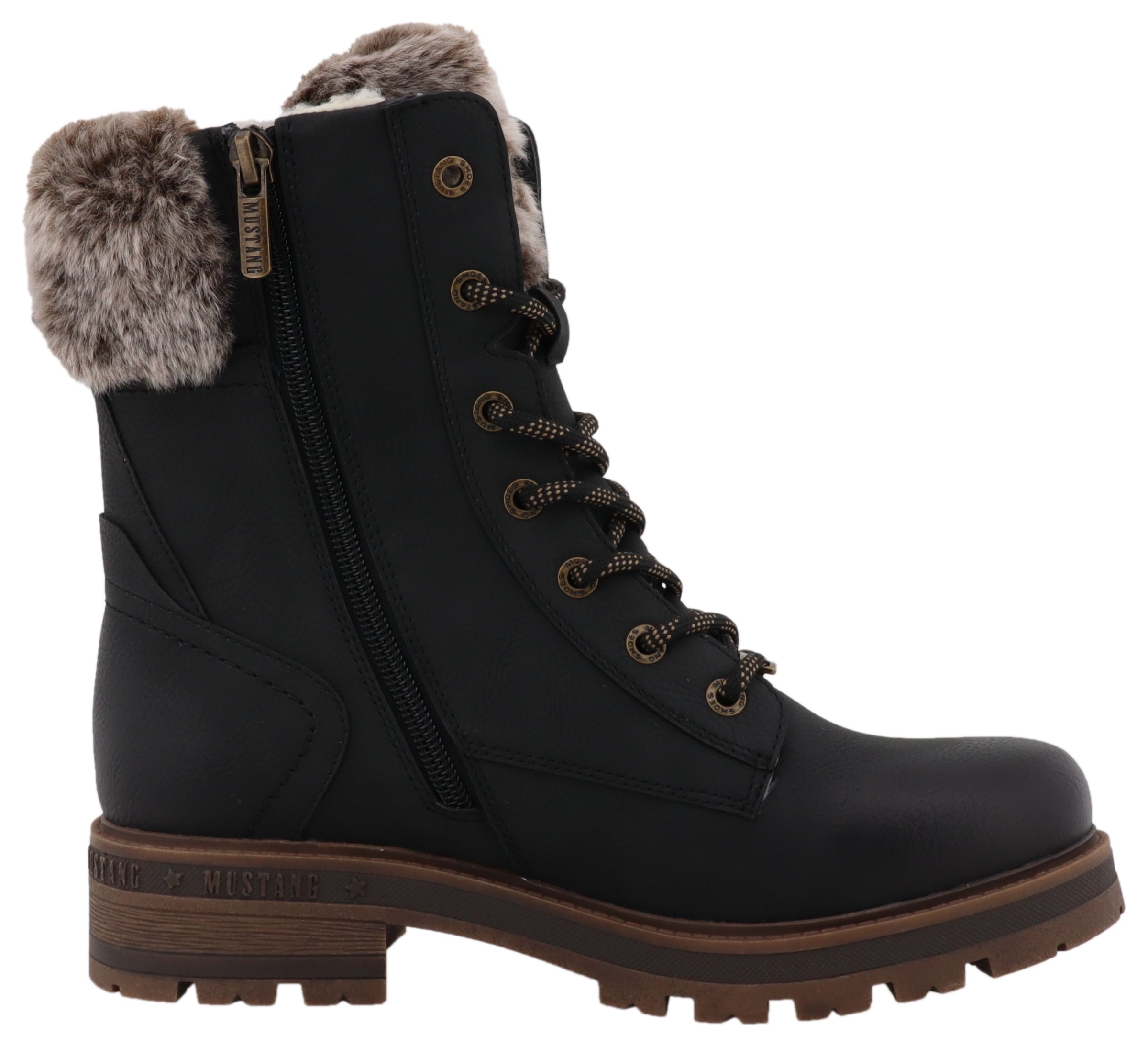 Mustang Shoes Winterstiefelette »Darleen«, Winterboots mit Fellimitatkragen