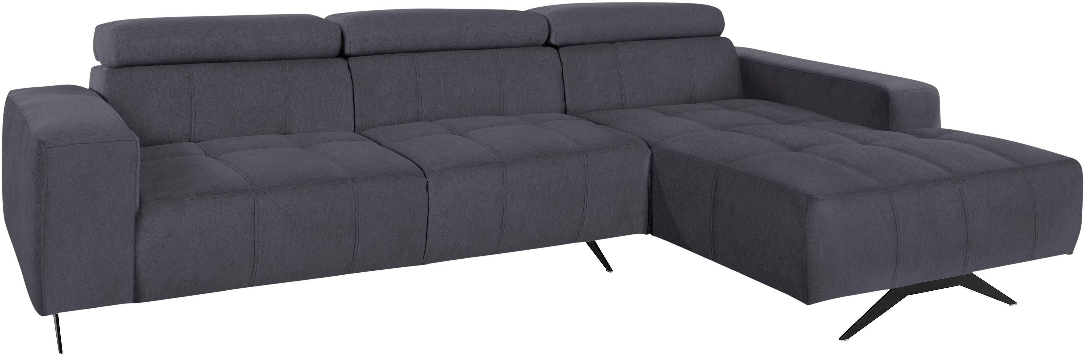 DOMO collection Ecksofa "Trento L-Form, mit Kufenfuß oder Einzelfuß" whlw. verstellbare Kopfteile, passend für gängige Saugroboter
