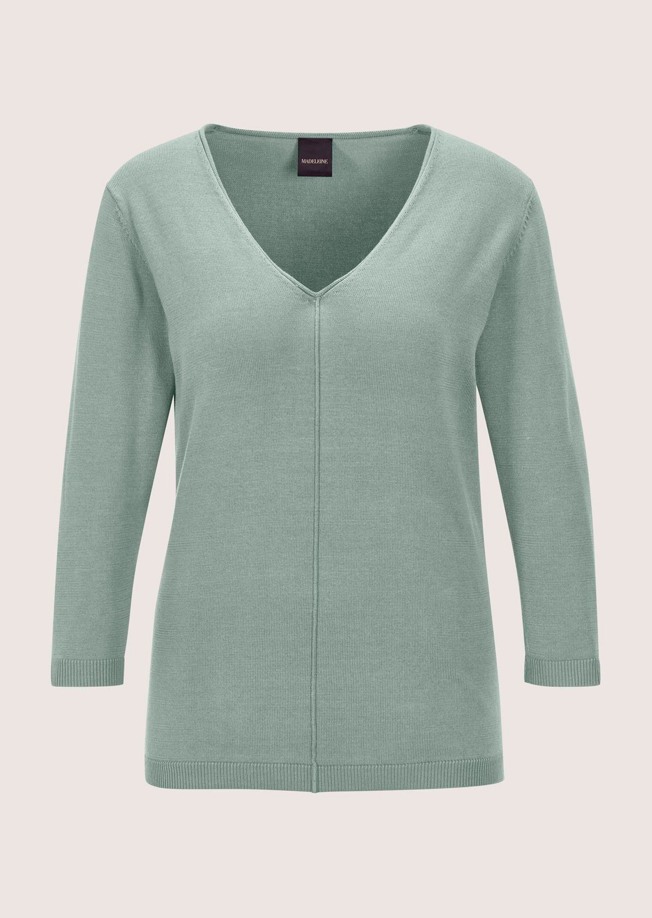 MADELEINE Longpullover "Strickpullover Schlichter Baumwollpullover mit V-Au günstig online kaufen