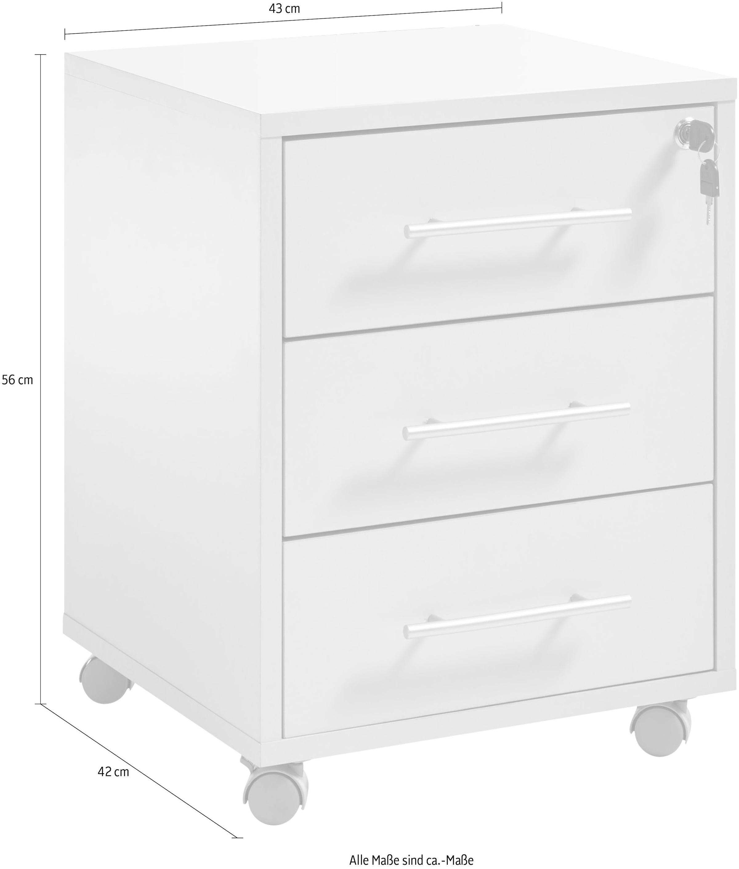 BEGA OFFICE Rollcontainer »Büro-Rollcontainer mit Schubladen abschließbar, Rollcontainer Rollbar«