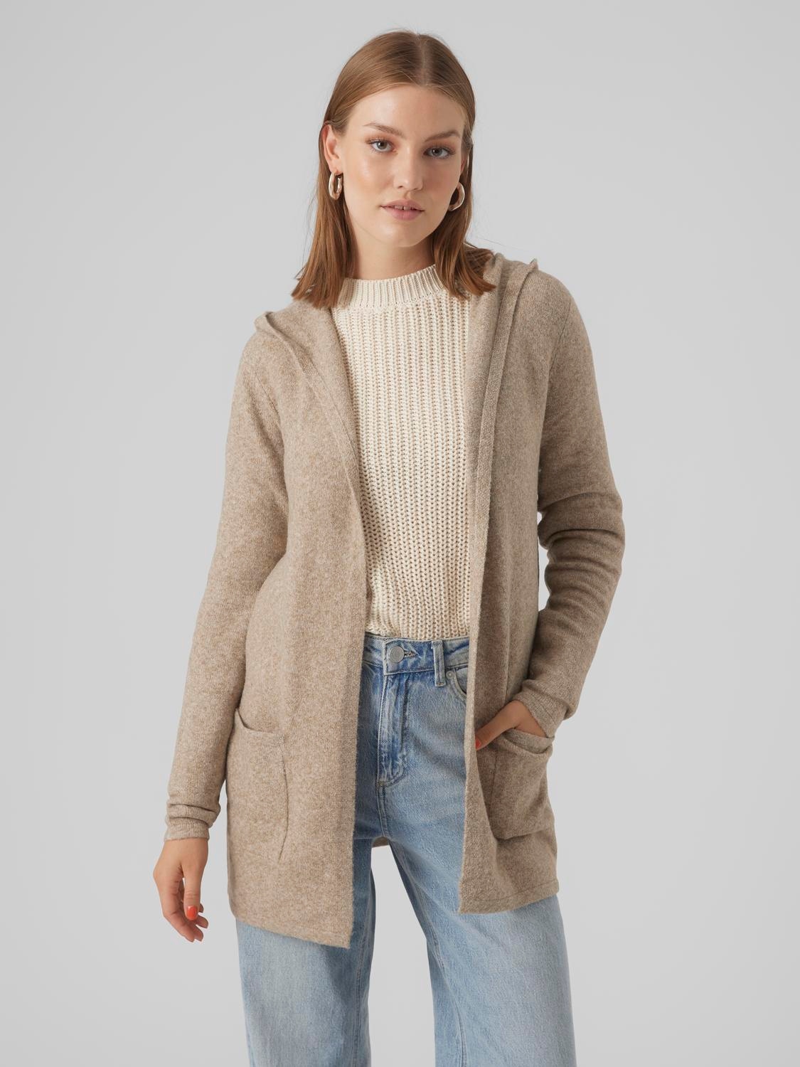 Vero Moda Strickjacke "VMDOFFY LS OPEN HOOD CARDIGAN GA NOOS" Materialmix, regular fit