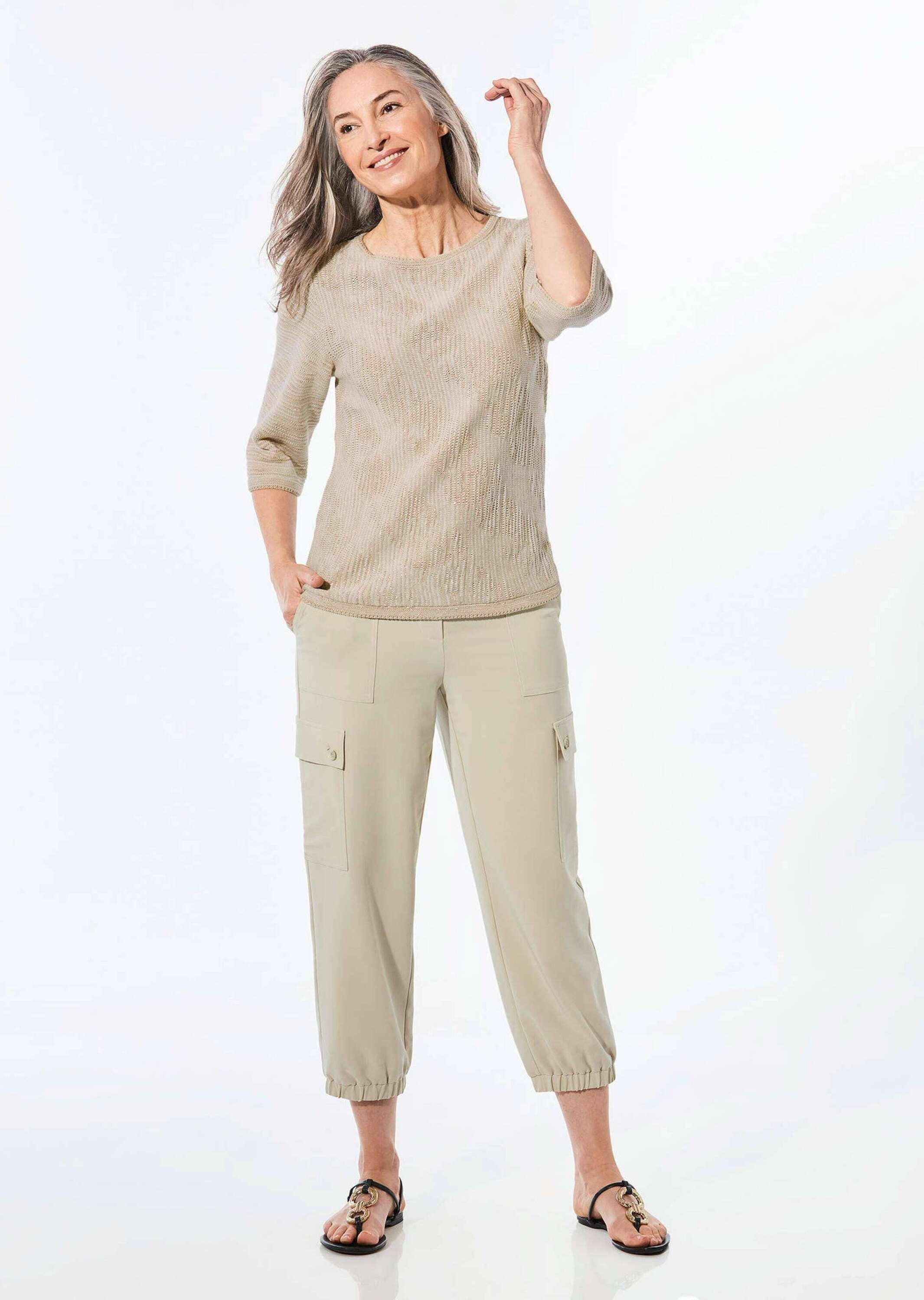 GOLDNER Rundhalspullover "Kurzgröße Strickpullover mit U-Boot-Ausschnitt" günstig online kaufen