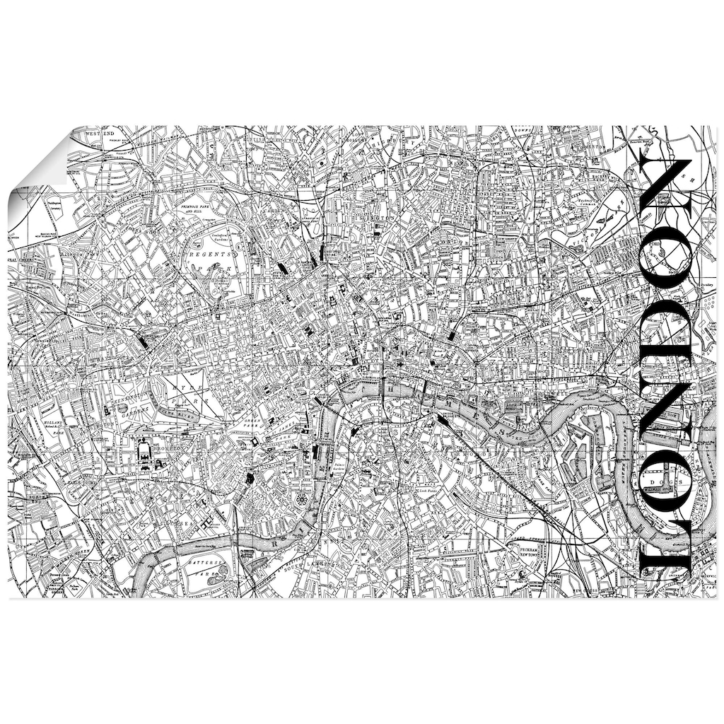 Artland Poster »London Karte Straßen Karte«, Großbritannien, (1 St.)