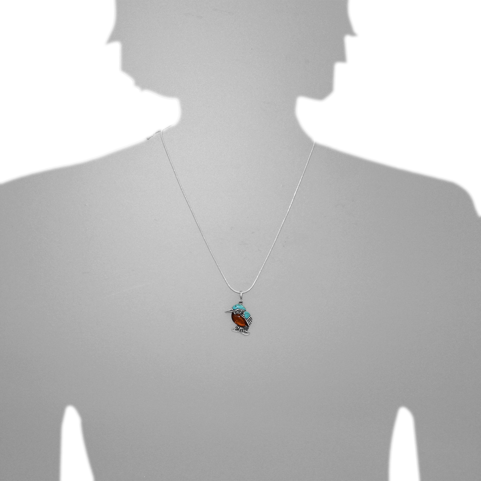 OSTSEE-SCHMUCK Kette mit Anhänger »- Vogel - Silber 925/000 - Bernstein/rek. Türkis«