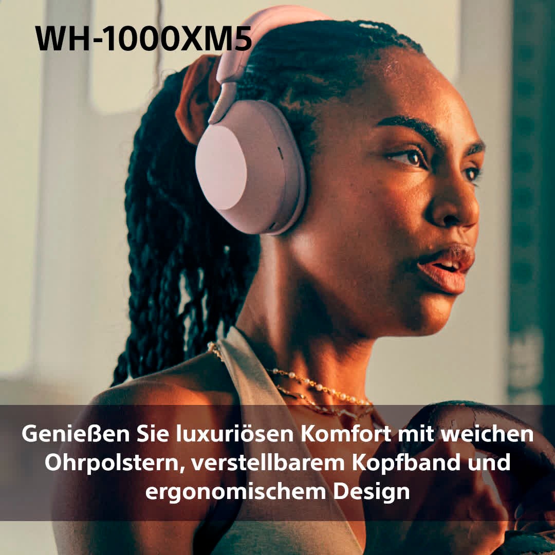 Sony Bluetooth-Kopfhörer »WH1000XM5 kabellos«, A2DP Bluetooth-AVRCP Bluetooth-HFP-HSP-Bluetooth, Multi-Point-Verbindung-Sprachsteuerung-Rauschunterdrückung-Noise-Cancelling-Freisprechfunktion-Hi-Res