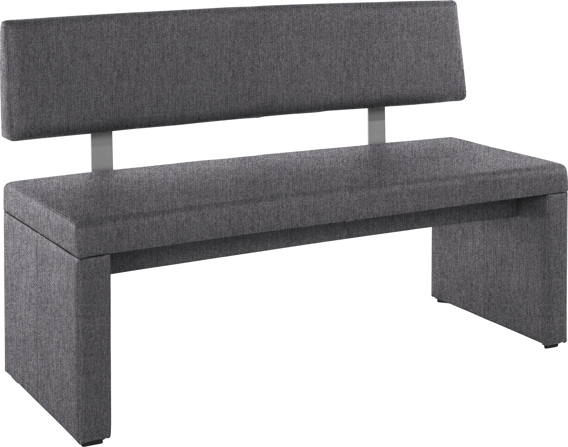 Sitzbank OTTO HOME "Charissa", grau (dunkelgrau (capulet 4009), dunkelgrau (capulet 4009)), B:160cm H:90cm T:53cm, Holzwerkstoff, Massivholz, Sitzbänke, Essbank Sitzbank Polsterbank, mit Lehne, Breite 140, 160 oder 180 cm