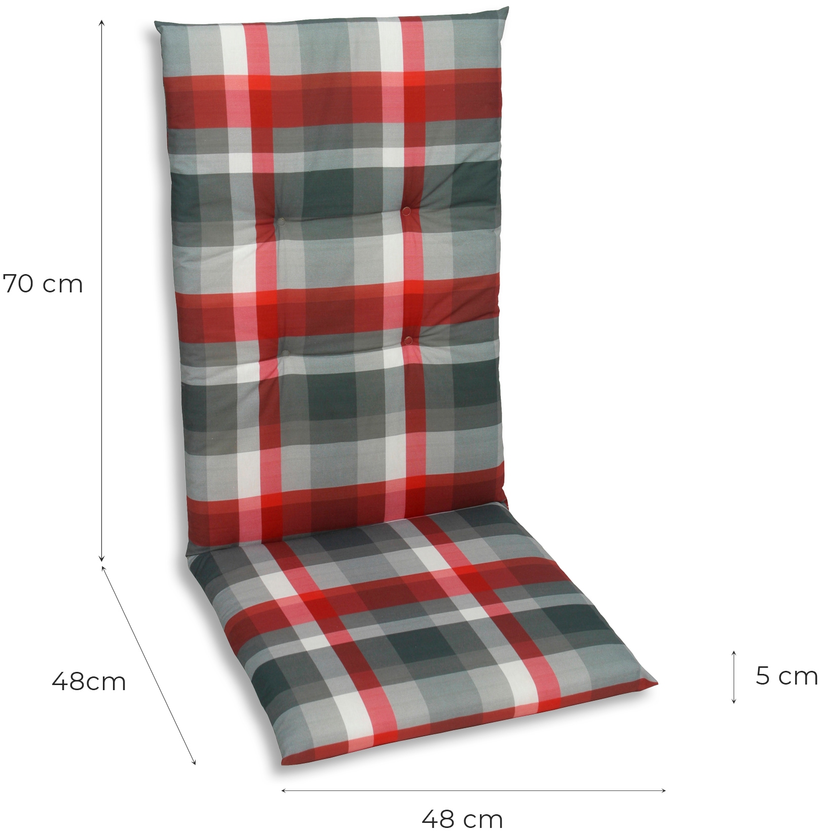 GO-DE Hochlehnerauflage, Maße ca.: 48 cm x 118 cm x 5 cm