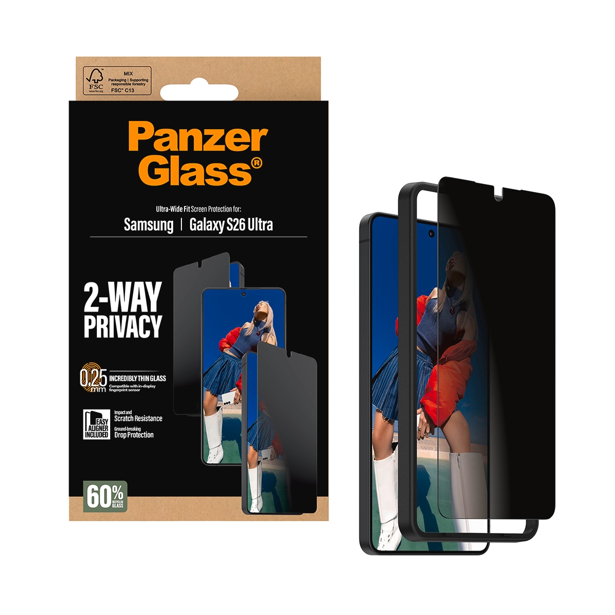 CARE by PanzerGlass Displayschutzglas »Ultra-Wide Fit 2-Way Screen Protector« für Samsung Galaxy S26 Displayschutzfolie, Schutzfolie, Bildschirmschutz, kratz- & stoßfest