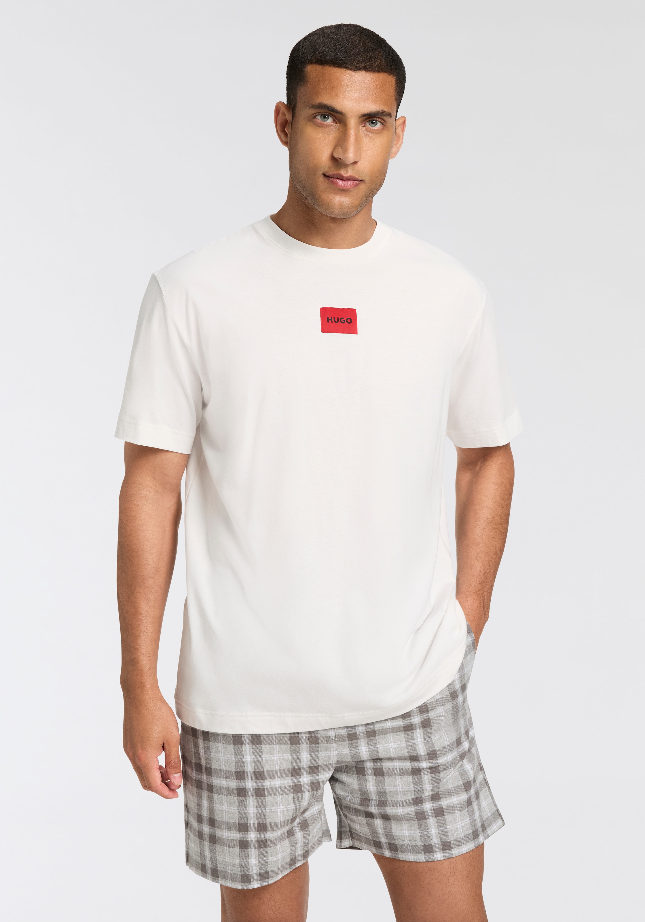 HUGO Underwear Shorty "CHECK", (2 tlg.), Oberteil unifarben, Hose kariert günstig online kaufen