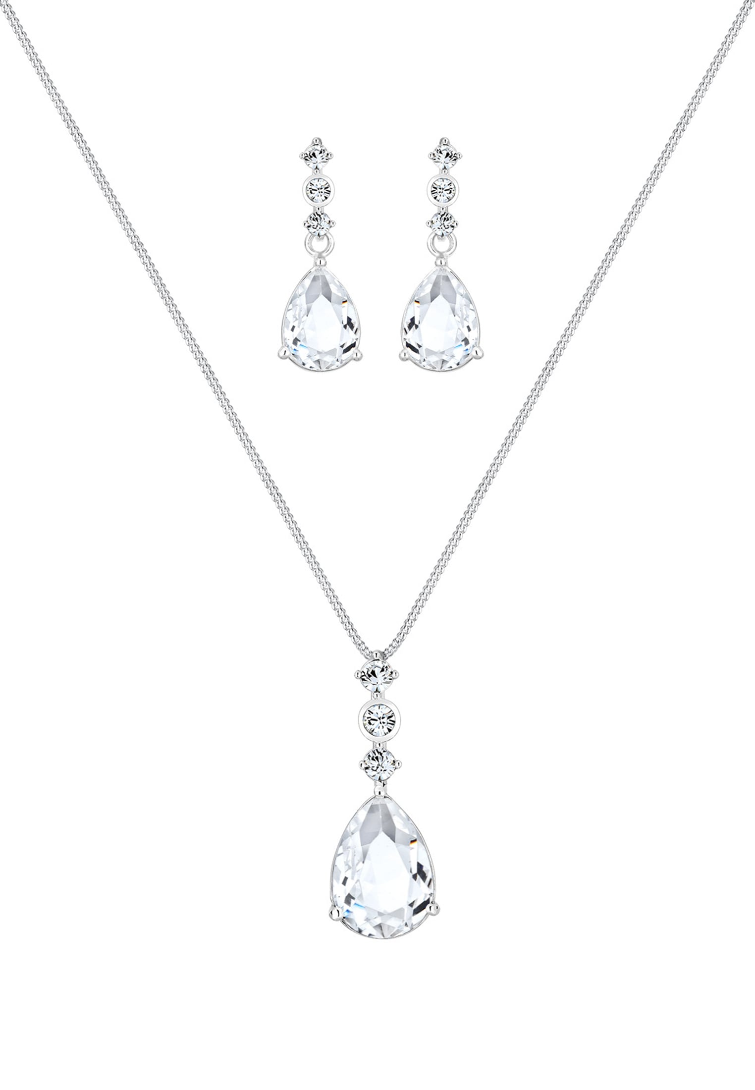 Elli Premium Schmuckset »Tropfen Weiß 925 Silber, mit Kristallen von Swarovski®« ()