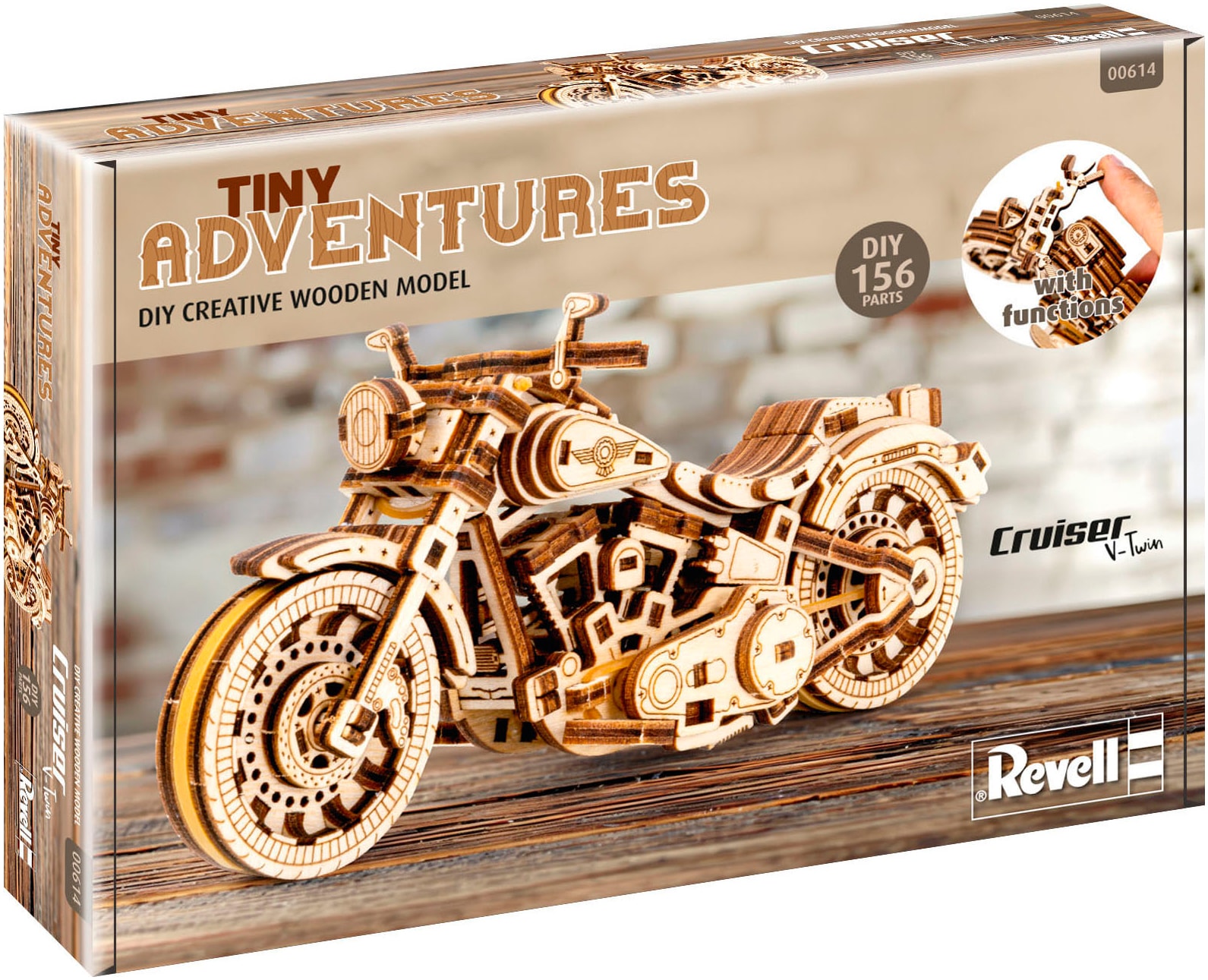 Revell® Modellbausatz »Revell Tiny Adventures, Cruiser V-Twin, Motorrad-Bausatz aus Holz«, 1:13, Made in Europe