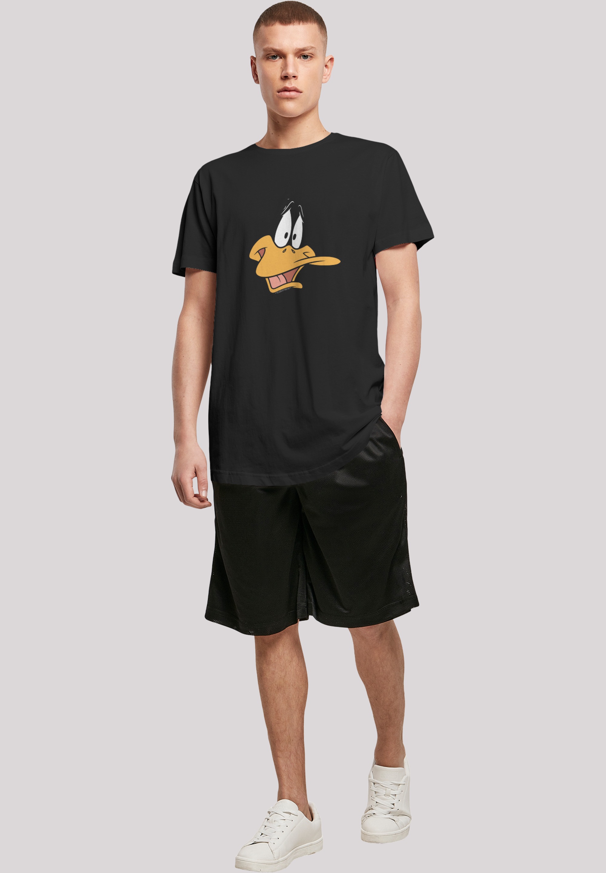 F4NT4STIC T-Shirt »Long Cut T-Shirt Looney Tunes Daffy Duck Face«, Herren,Premium Merch,Lang,Longshirt,Bedruckt