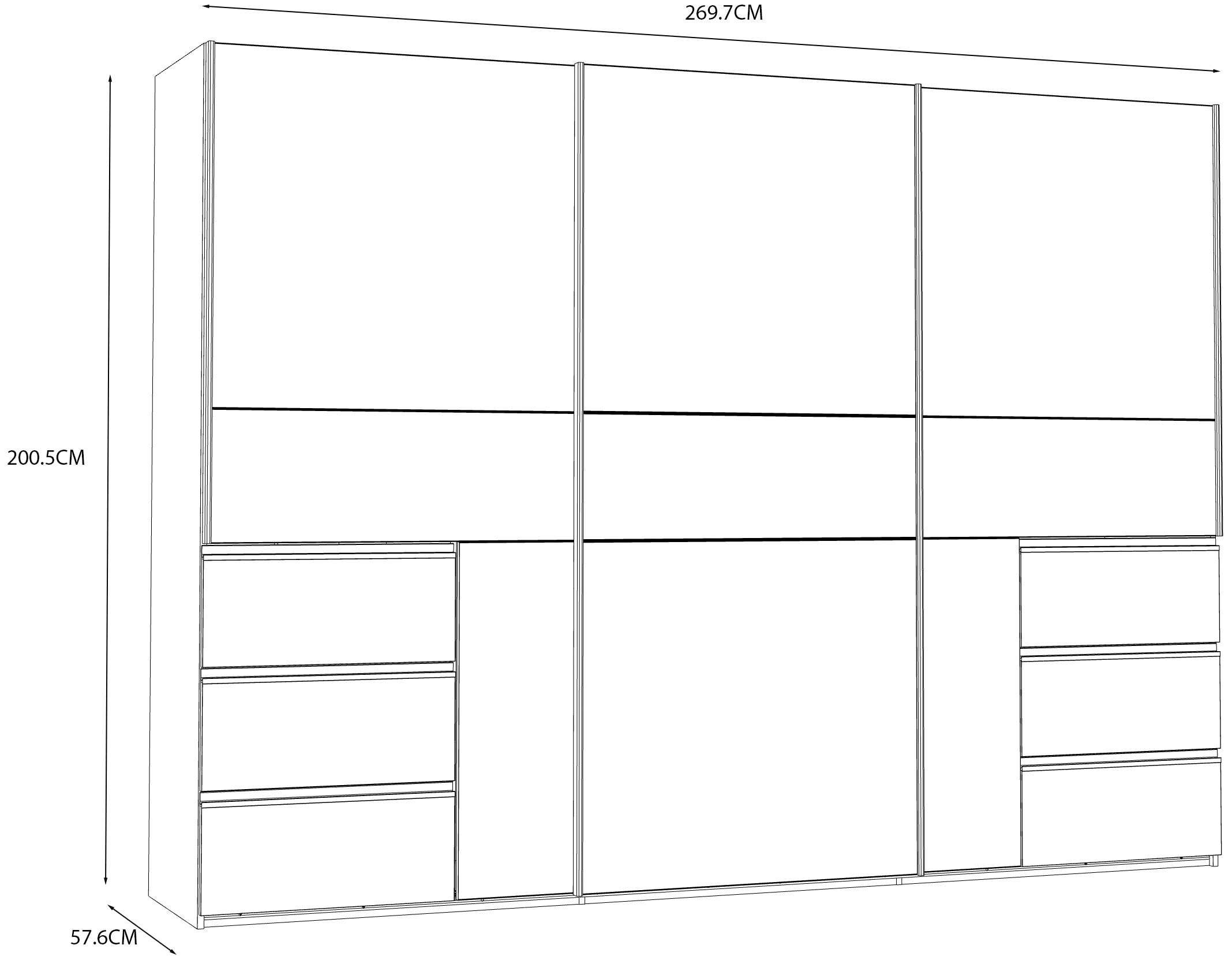 FORTE Schwebetürenschrank, mit 3 Schubladen