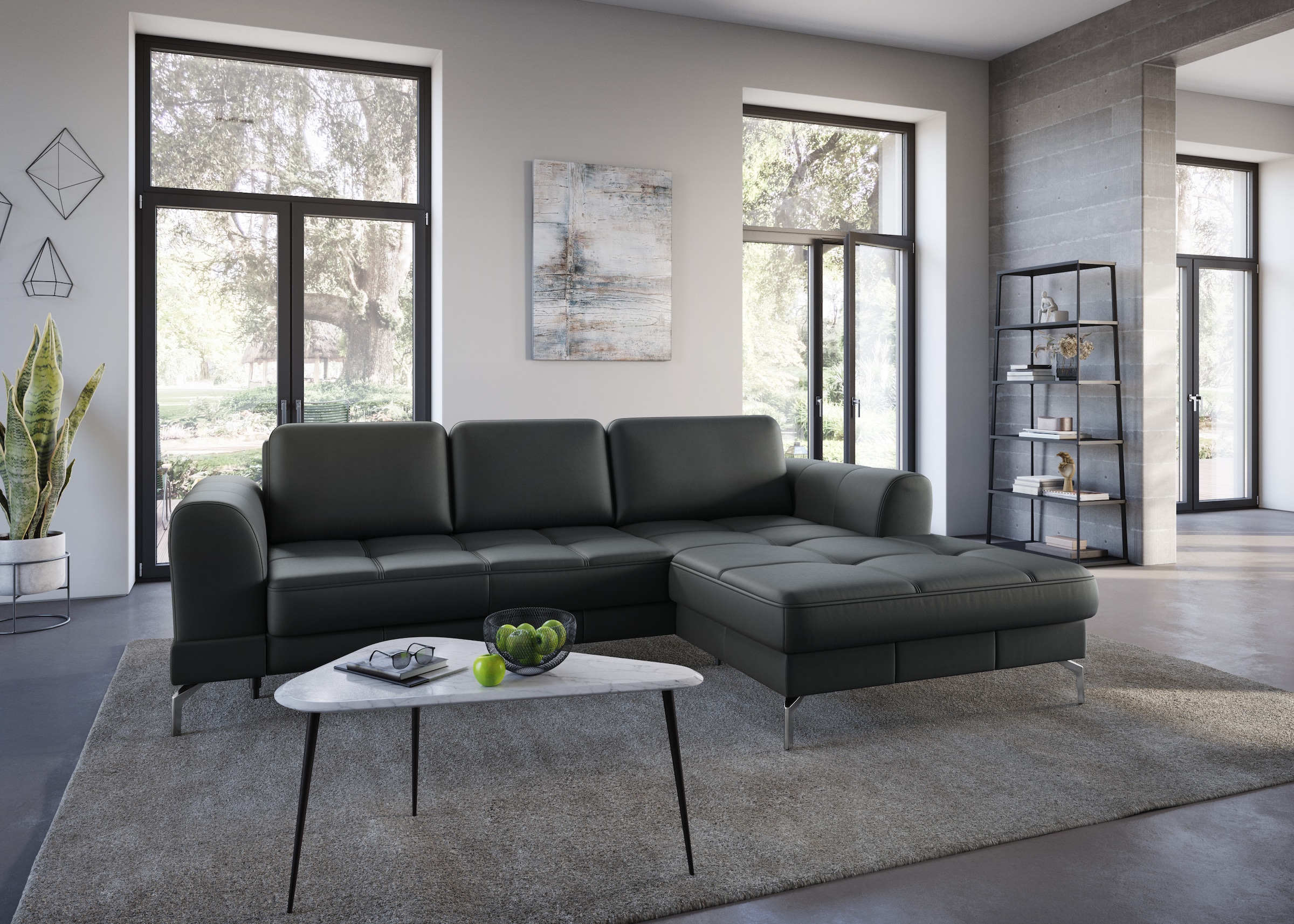 sit&more Ecksofa "Bendigo L-Form" inklusive Sitztiefenverstellung, Bodenfreiheit 15 cm, 2 Fußfarben