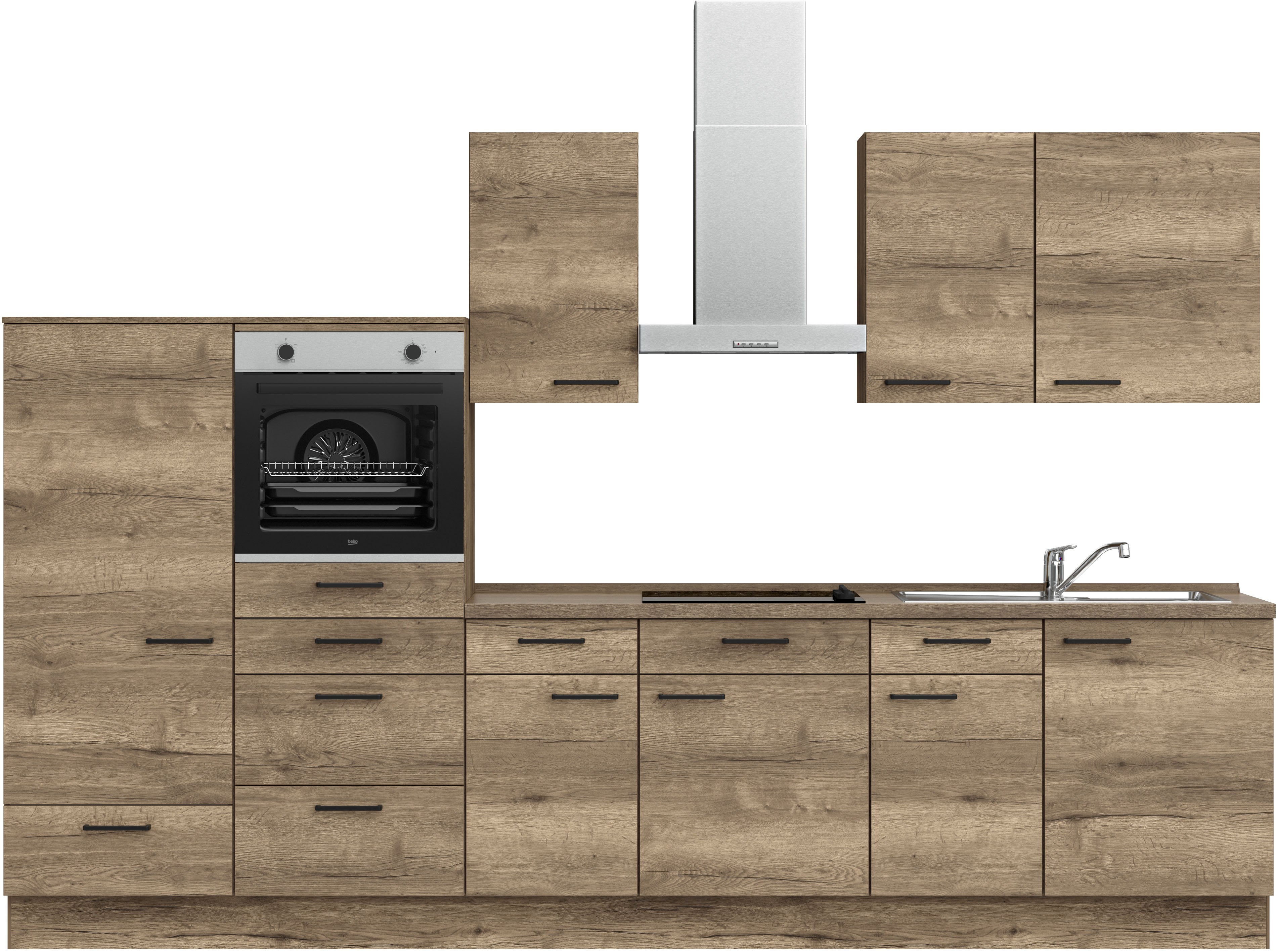 nobilia Küchenzeile ""Structura I", NEU: individuell anpassbar mit gratis Profi-Beratung" vormontiert, Breite 330 cm, Ausrichtung wählbar, wahlw. mit E-Geräten